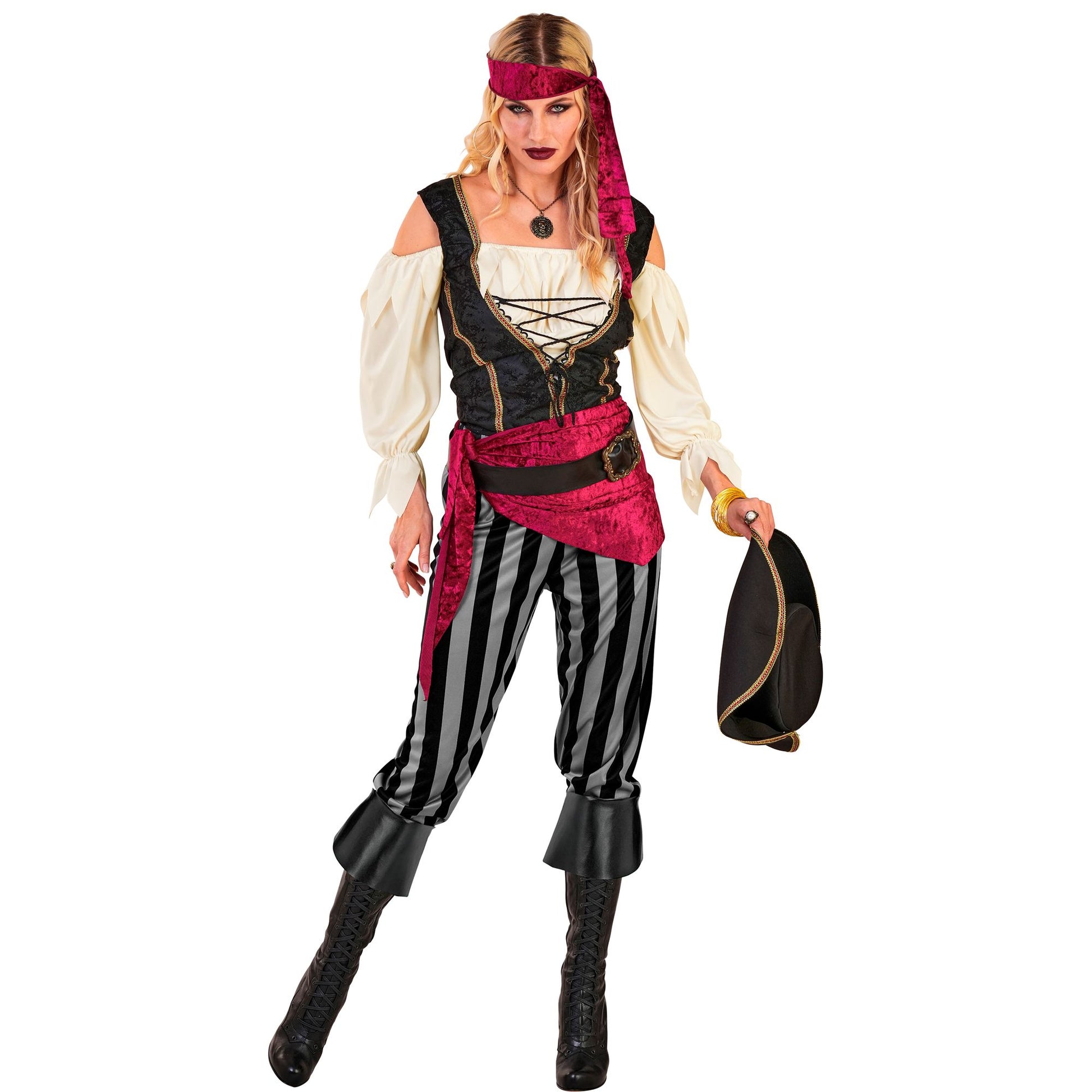 "PIRATIN" (Bluse mit Weste, Hose, Schärpe, Gürtel, Stirnband, Hut) – Ansicht 3