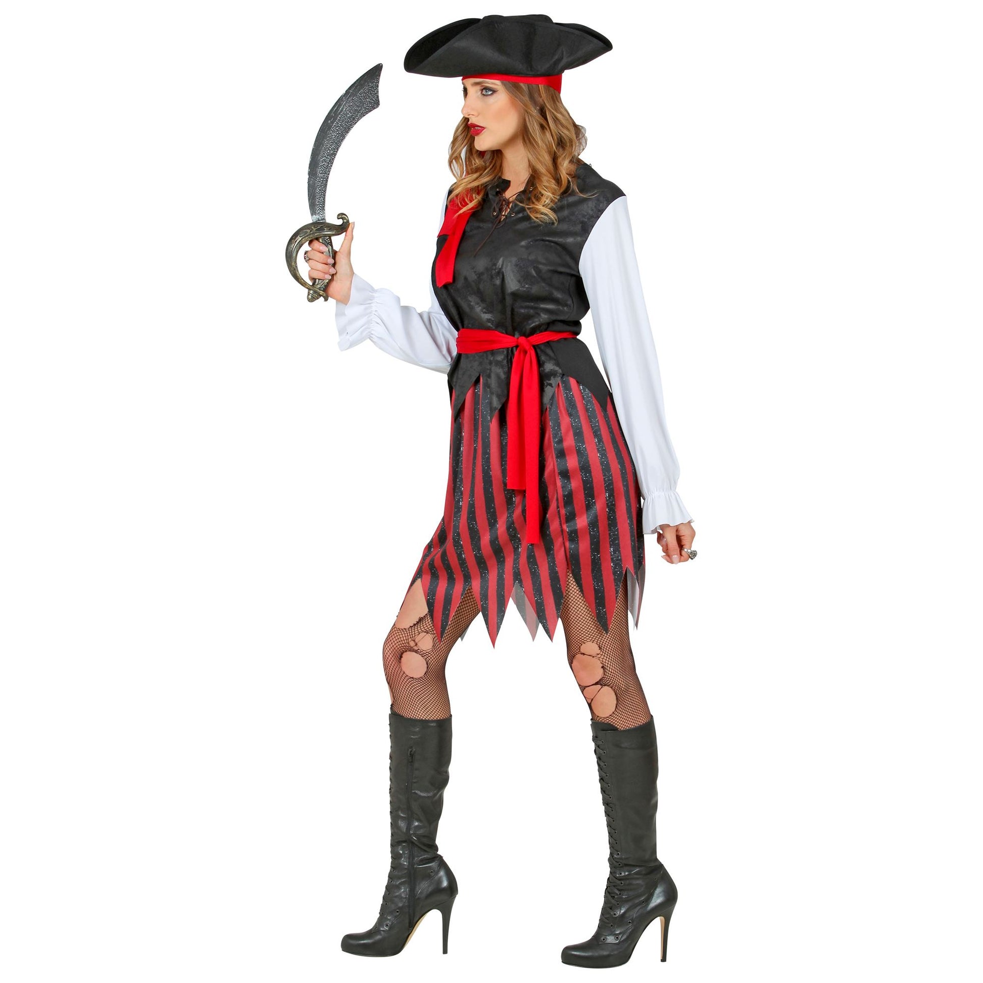 "PIRATIN DER KARIBIK" (Bluse mit Weste, Rock, Gürtel, Stirnband, Hut) – Ansicht 3