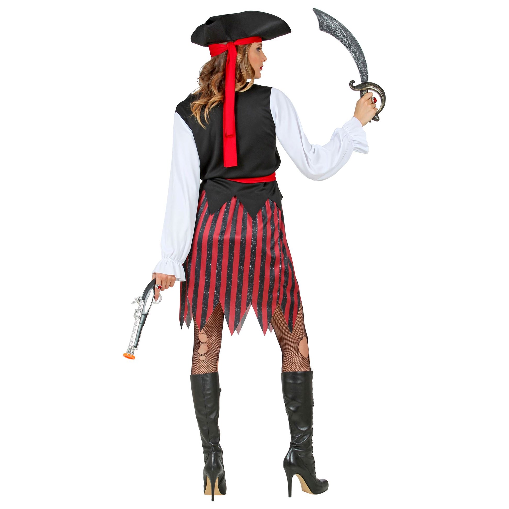 "PIRATIN DER KARIBIK" (Bluse mit Weste, Rock, Gürtel, Stirnband, Hut) – Ansicht 4