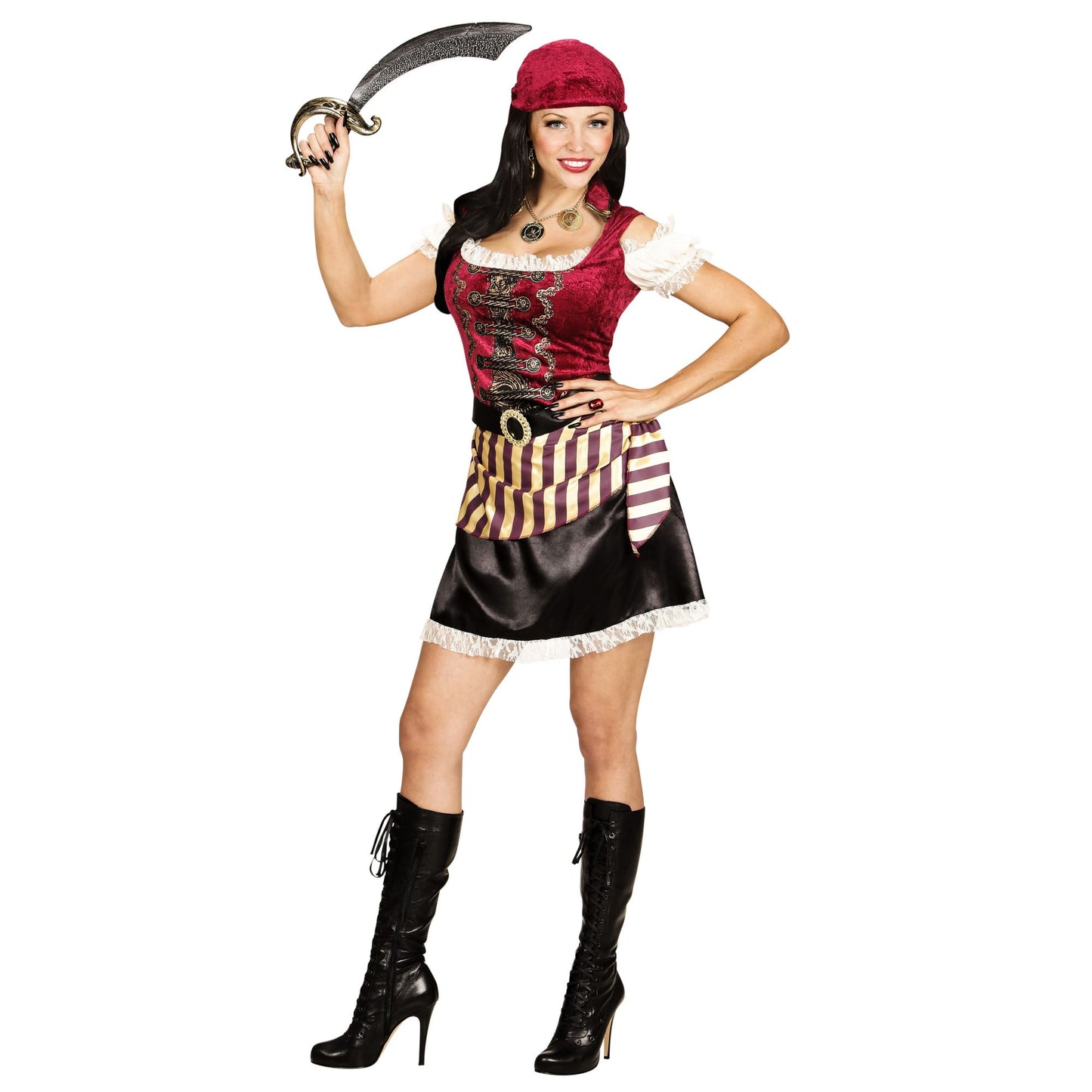 "PIRATIN" (Kleid, Gürtel, Bandana) – Vorderansicht