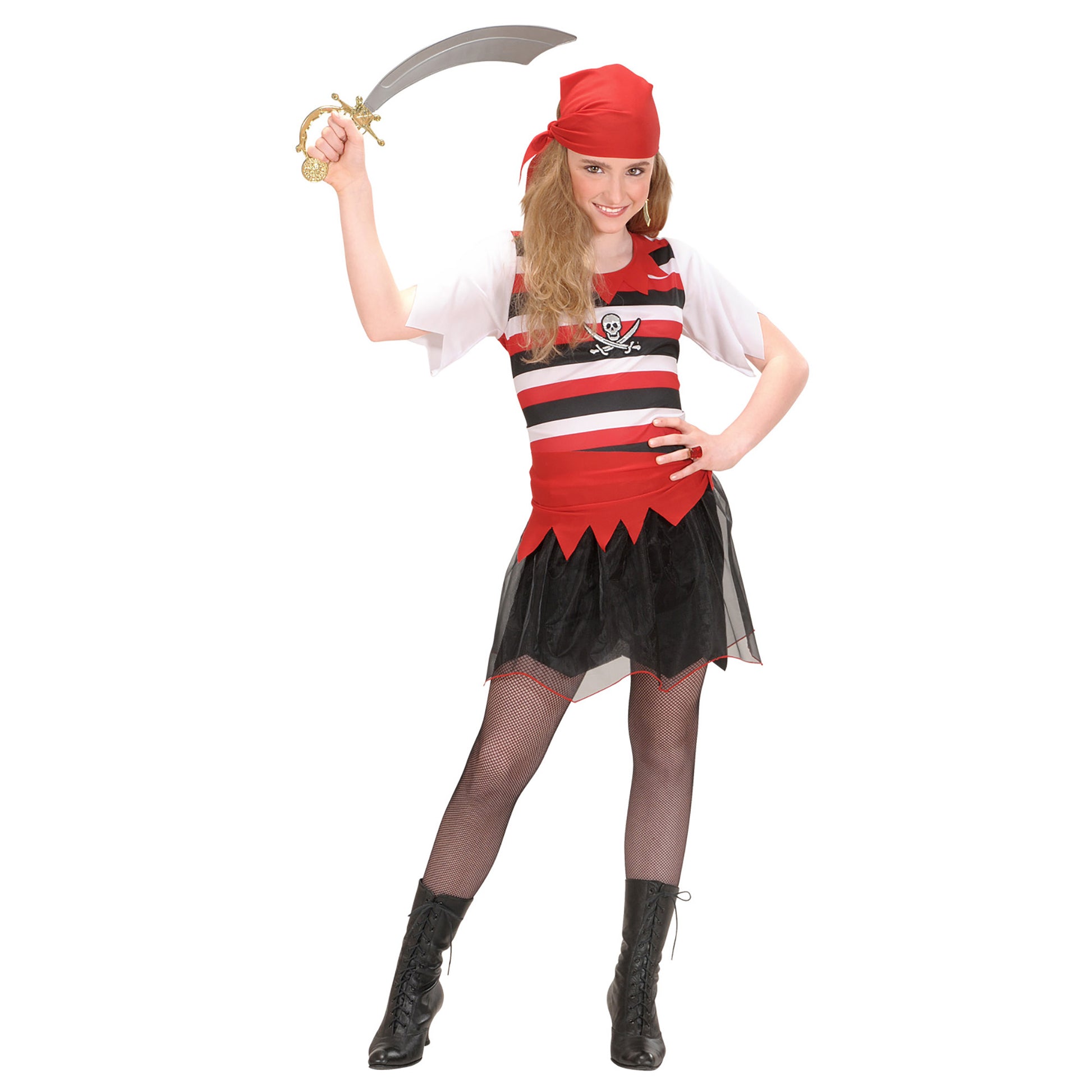 "PIRATIN" (Kleid, Gürtel, Kopftuch) – Vorderansicht