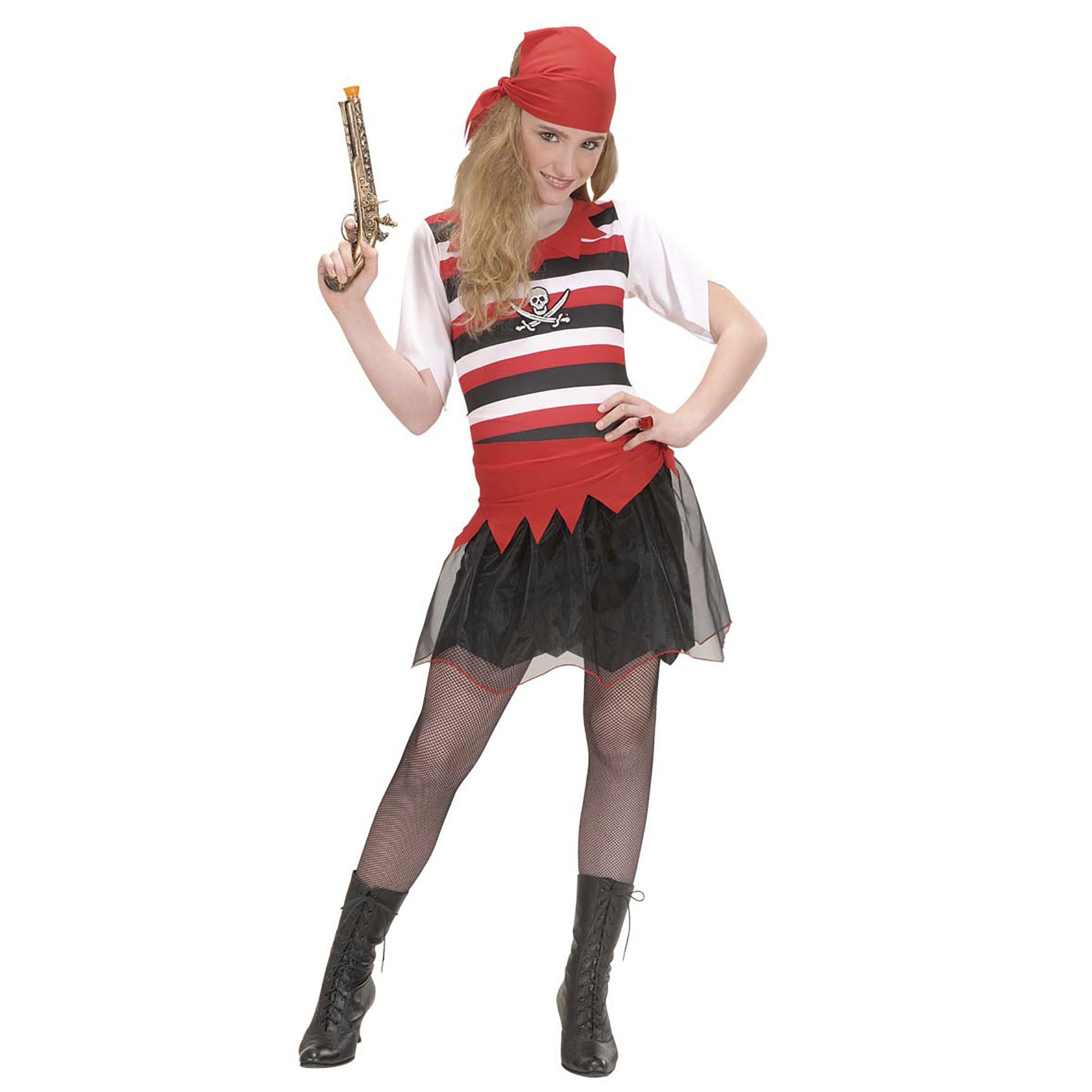 "PIRATIN" (Kleid, Gürtel, Kopftuch) – Detailansicht