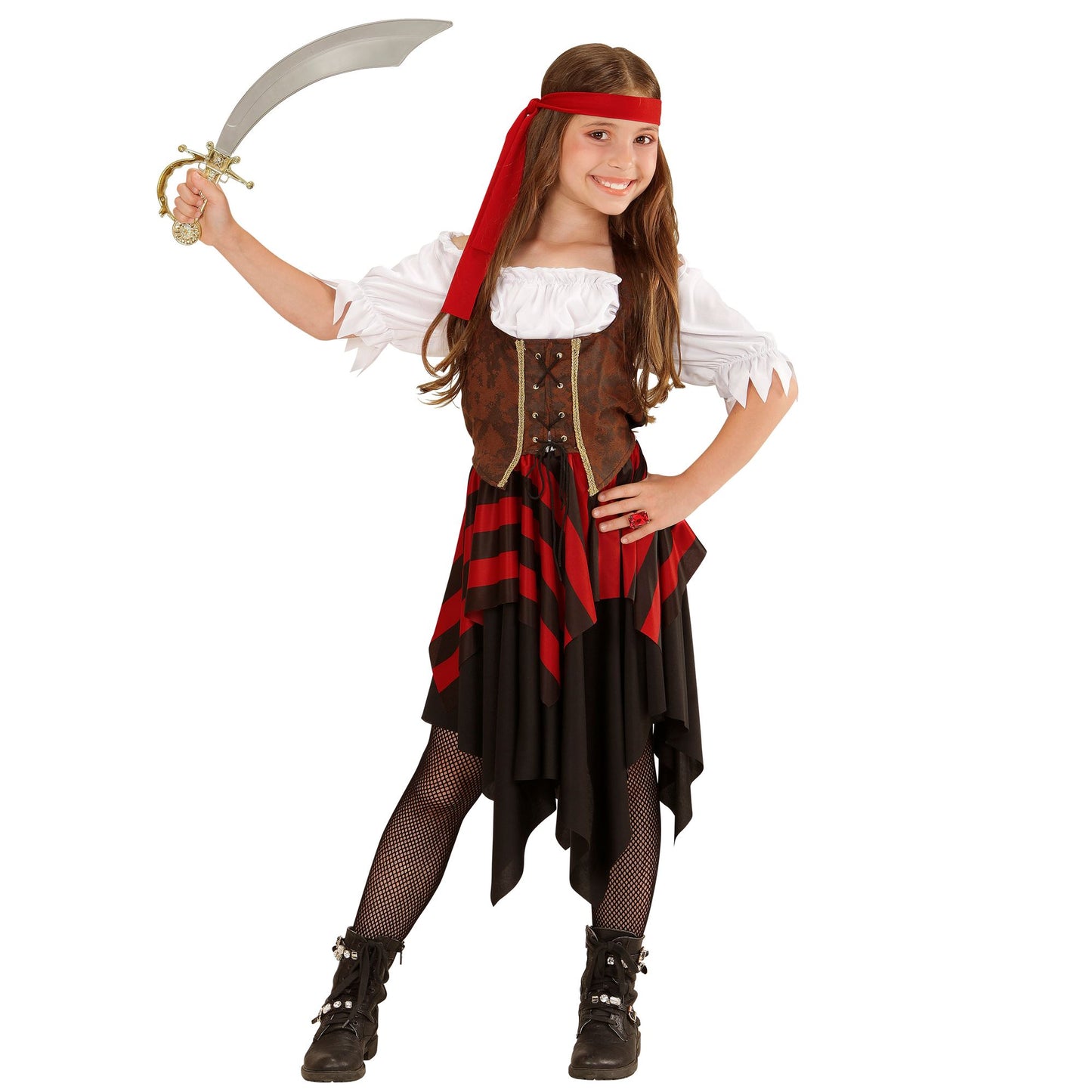 "PIRATIN" (Kleid, Korsett, Kopfband) – Vorderansicht