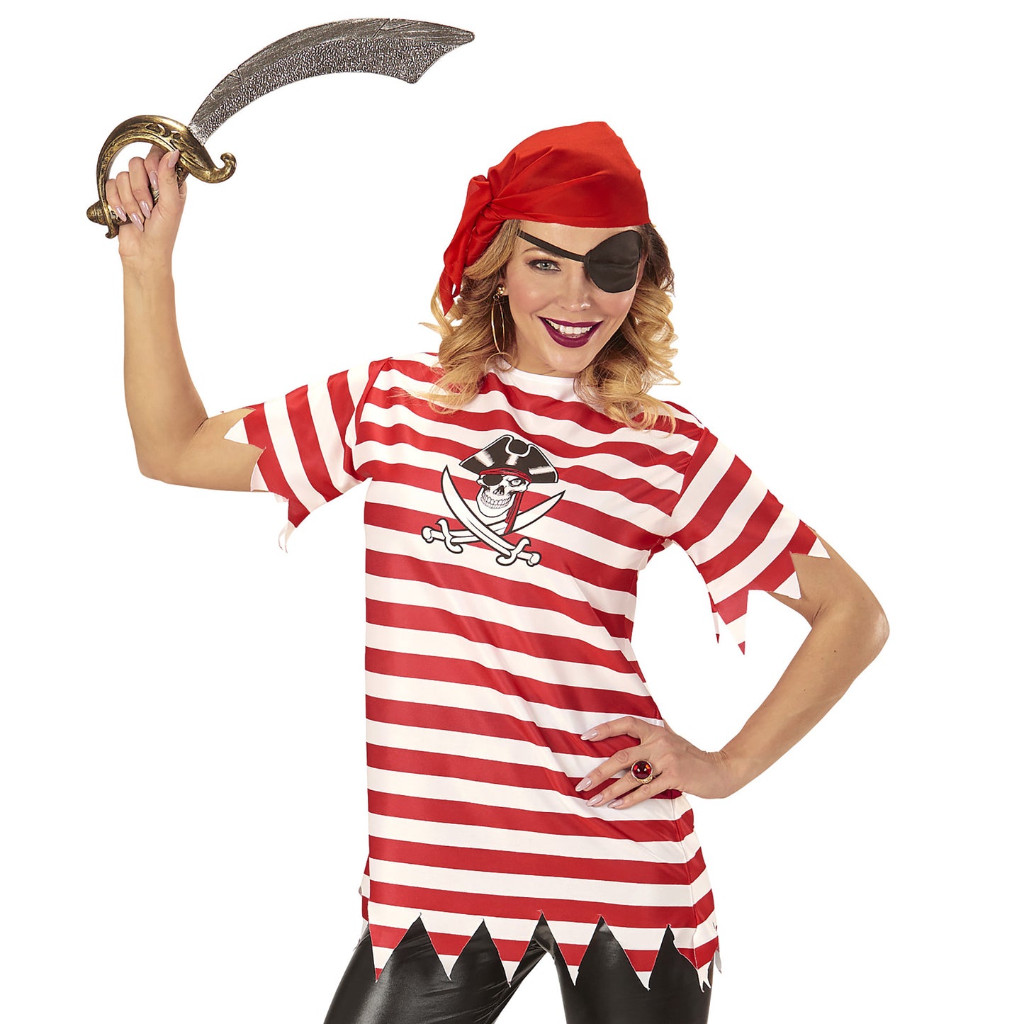 "PIRATIN" (T-Shirt, Bandana, Augenklappe) – Vorderansicht