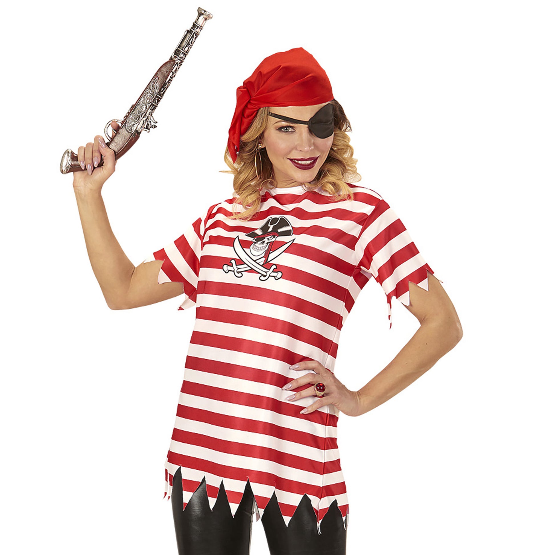 "PIRATIN" (T-Shirt, Bandana, Augenklappe) – Detailansicht