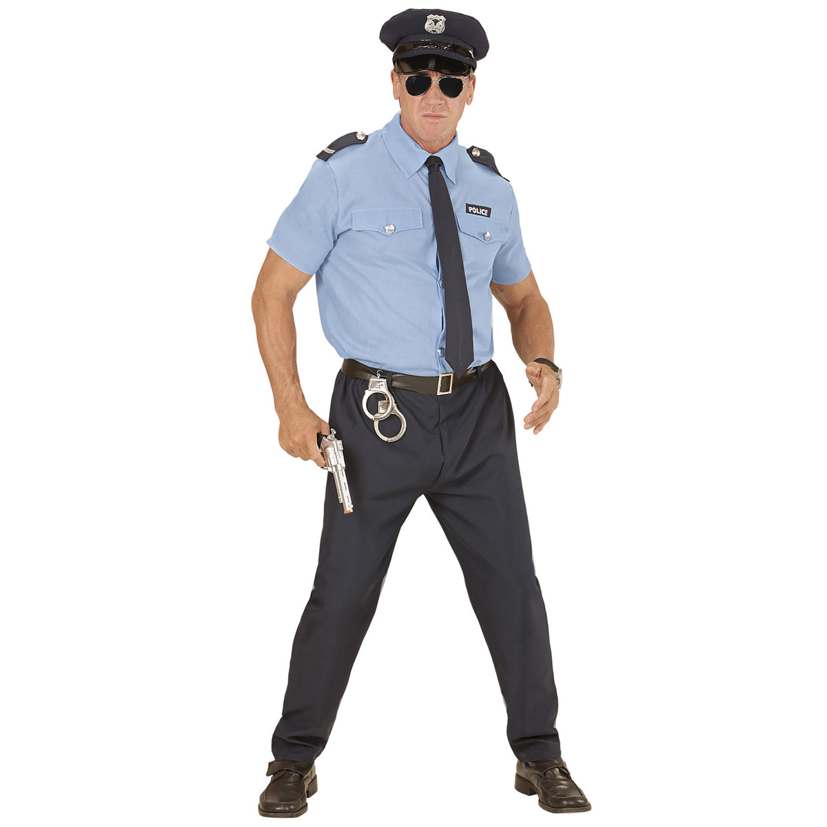 "POLIZIST" (Hemd, Hose, Gürtel, Krawatte, Mütze) – Detailansicht