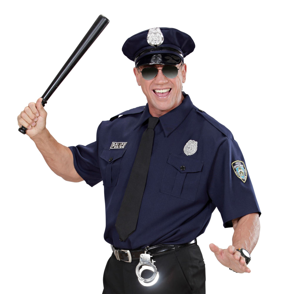 "POLIZIST" (Hemd, Kravatte, Mütze) – Vorderansicht