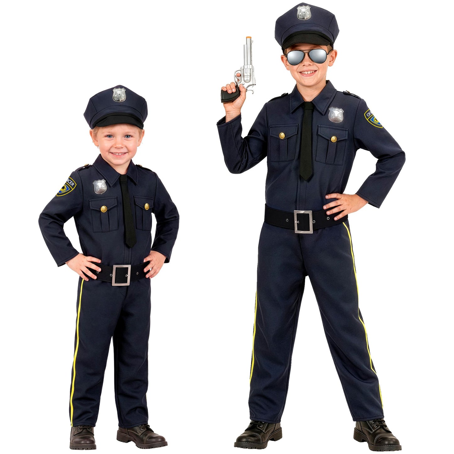 "POLIZIST" (Hemd mit Krawatte, Hose, Mütze) – Vorderansicht