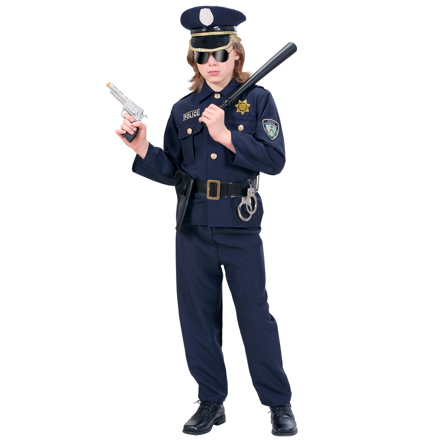 "POLIZIST" (Oberteil, Hose, Gürtel mit Holster, Mütze) – Detailansicht
