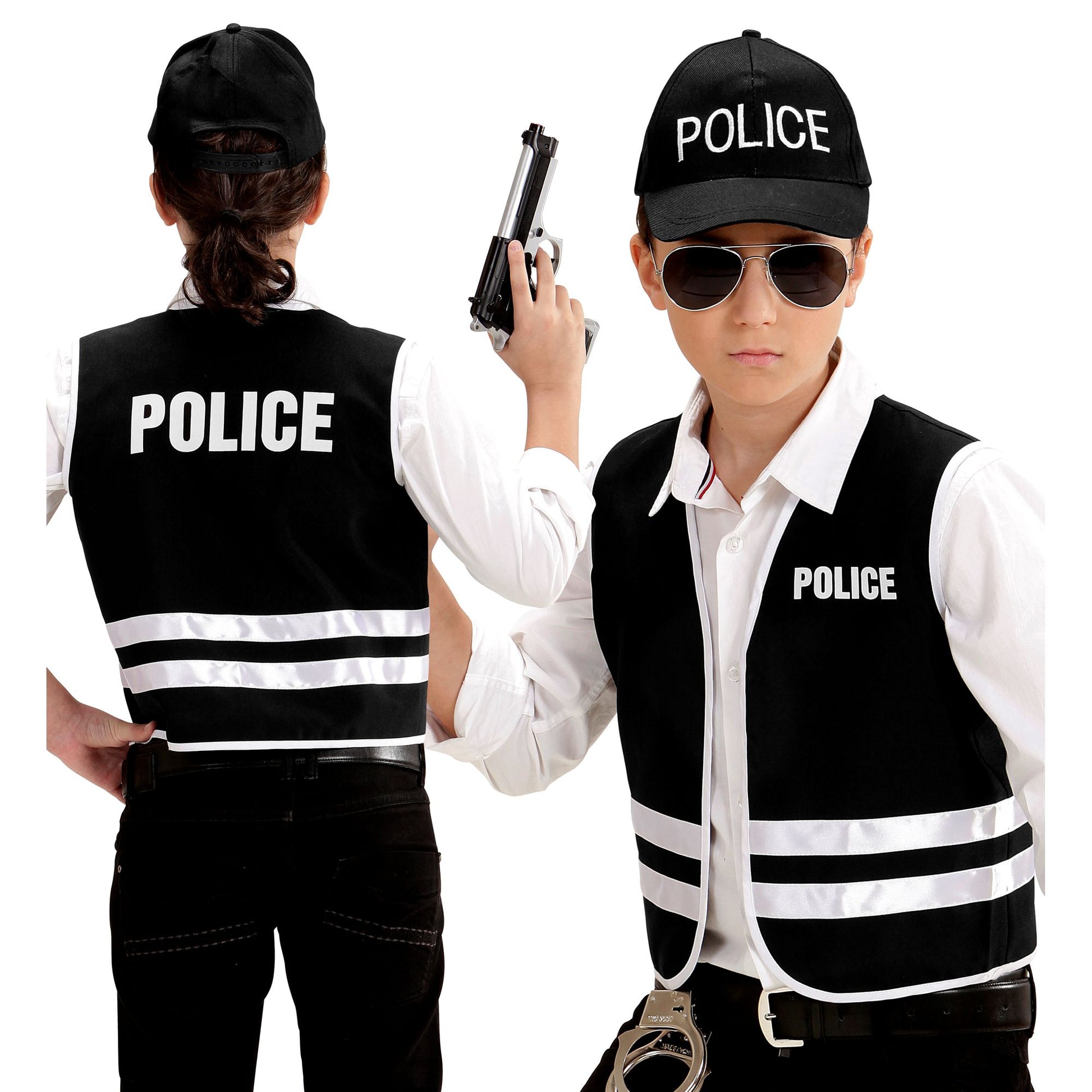 "POLIZIST" (Weste, Basecap) – Detailansicht