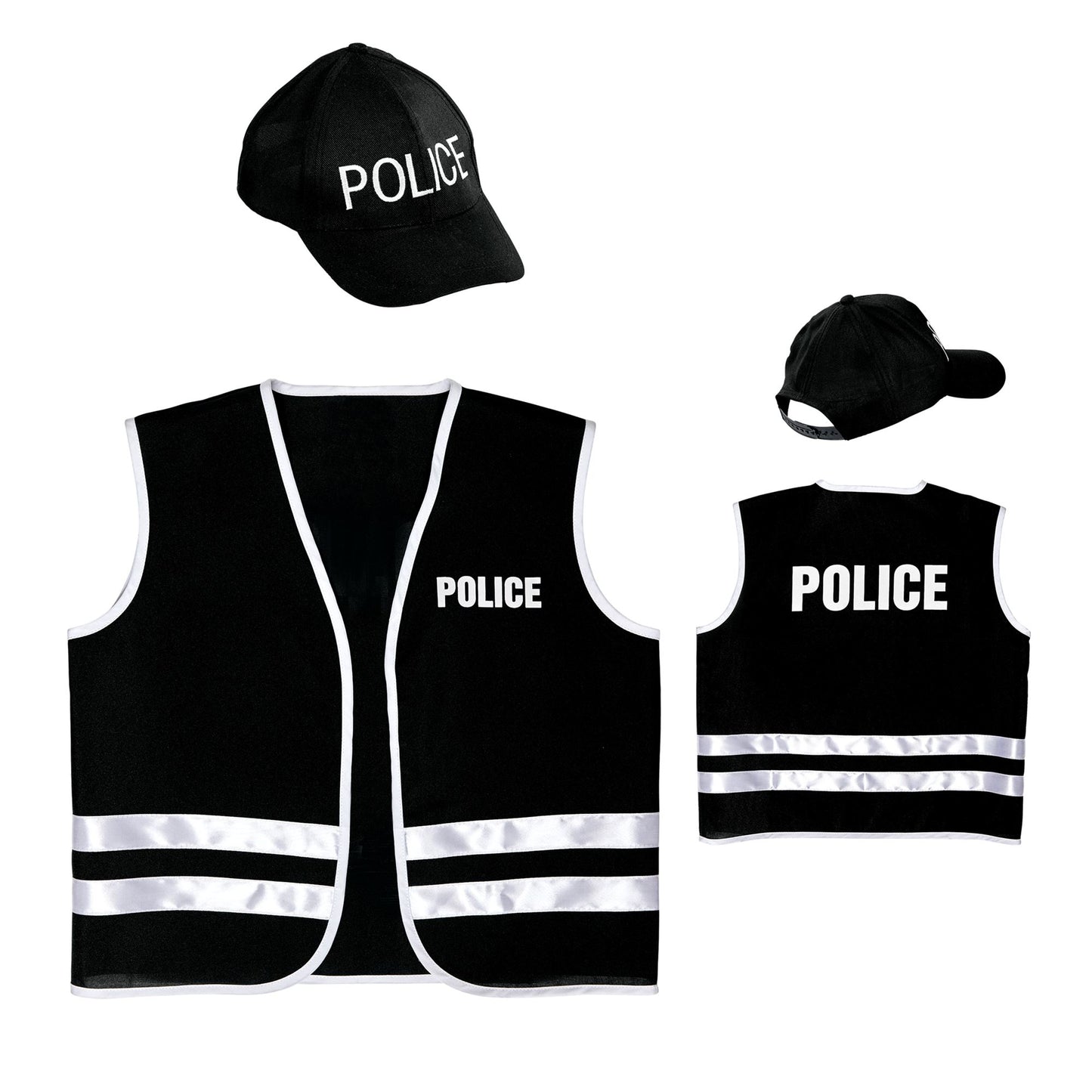 "POLIZIST" (Weste, Basecap) – Vorderansicht