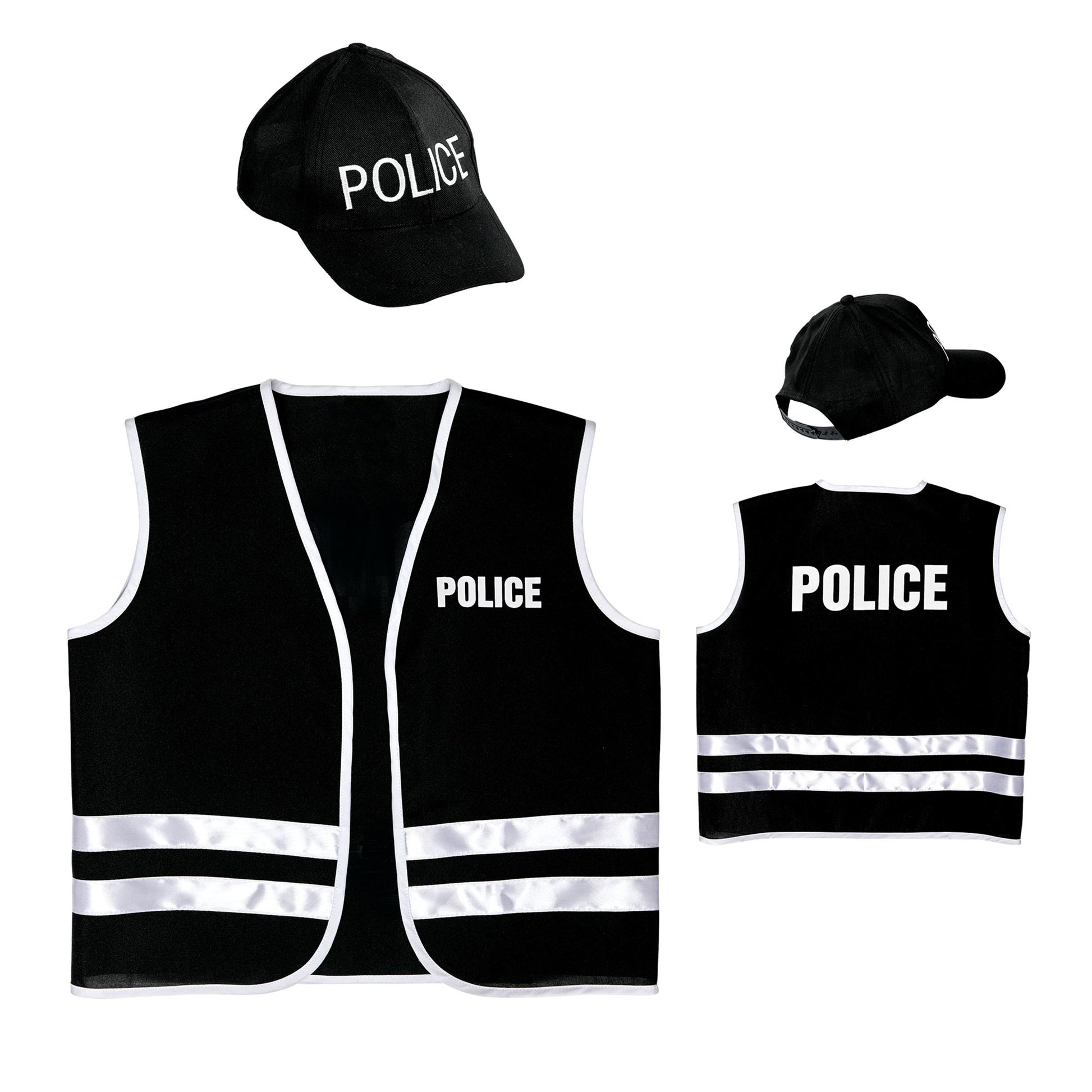 "POLIZIST" (Weste, Basecap) – Vorderansicht