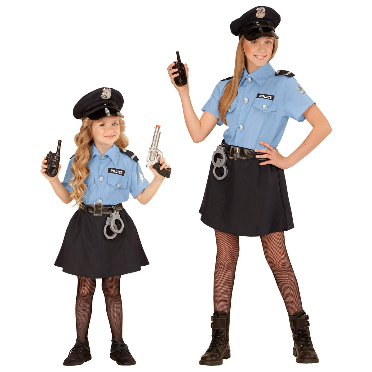 "POLIZISTIN" (Bluse, Rock, Gürtel, Mütze) – Vorderansicht