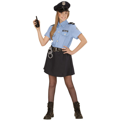 "POLIZISTIN" (Bluse, Rock, Gürtel, Mütze) – Detailansicht