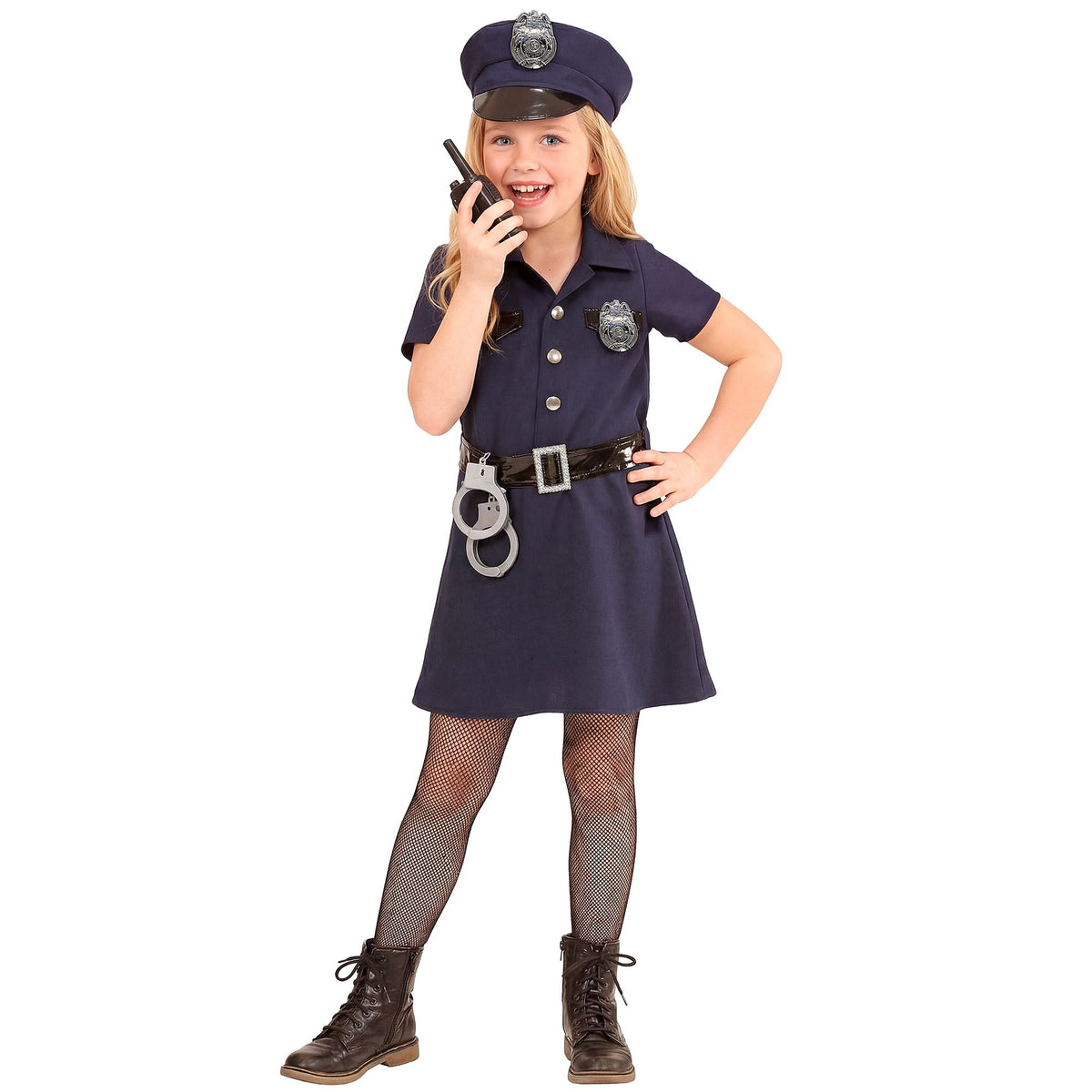 "POLIZISTIN" (Kleid, Gürtel, Mütze, Handschellen, Walkie-Talkie) – Detailansicht