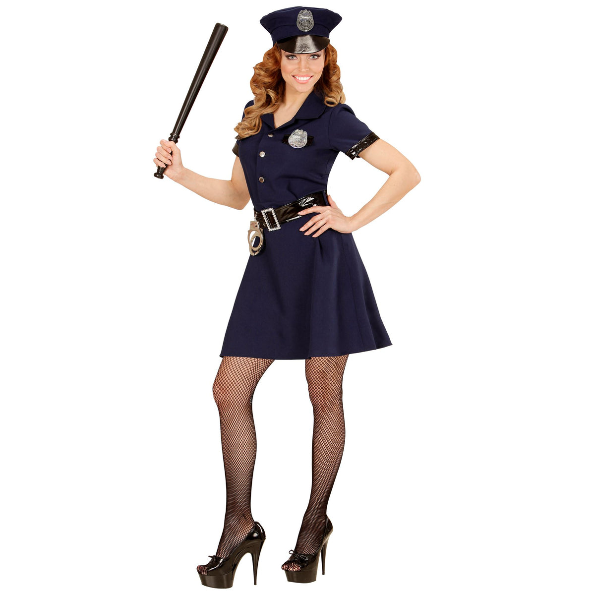 "POLIZISTIN" (Kleid, Gürtel, Mütze) – Vorderansicht