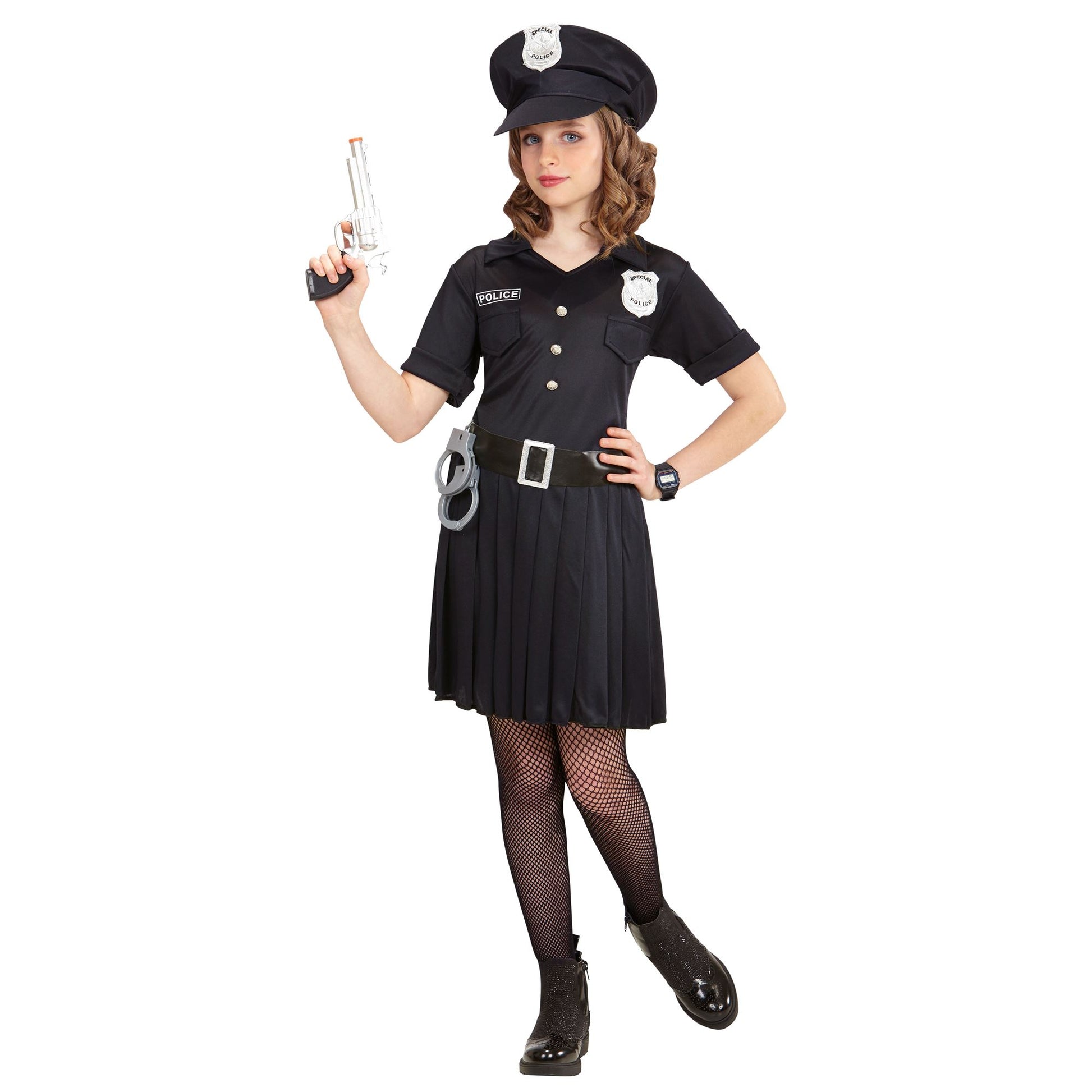 "POLIZISTIN" (Kleid, Gürtel, Mütze) – Detailansicht