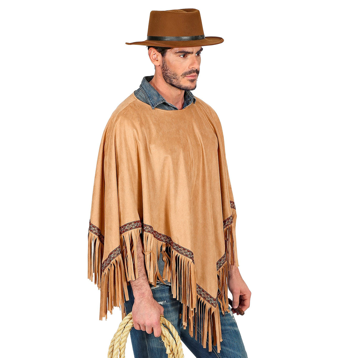 "PONCHO" Wildlederoptik braun – Ansicht 3