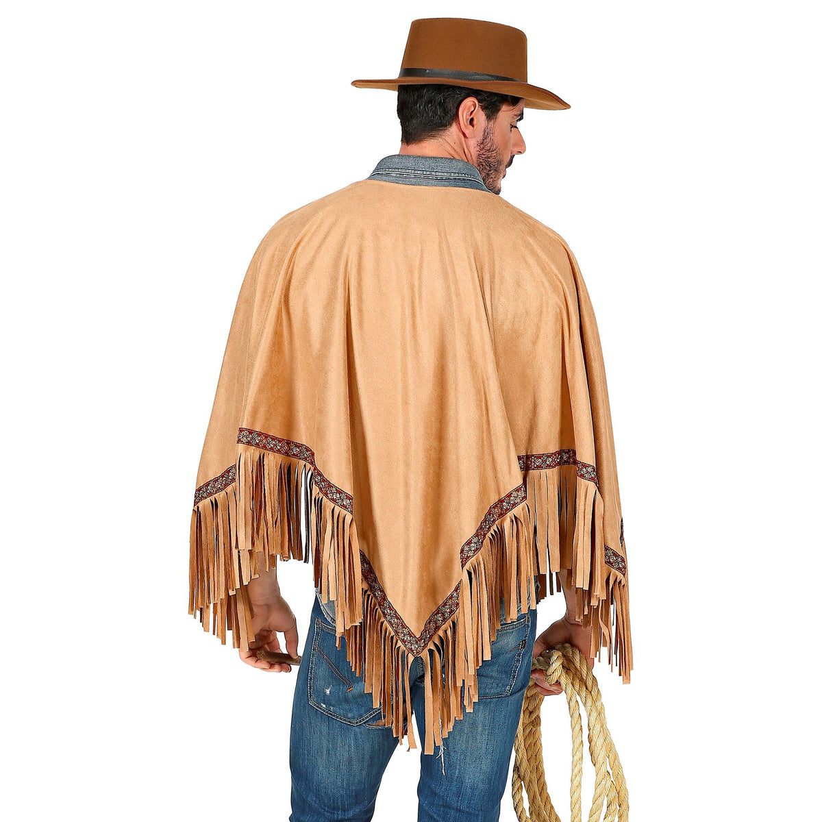 "PONCHO" Wildlederoptik braun – Ansicht 4