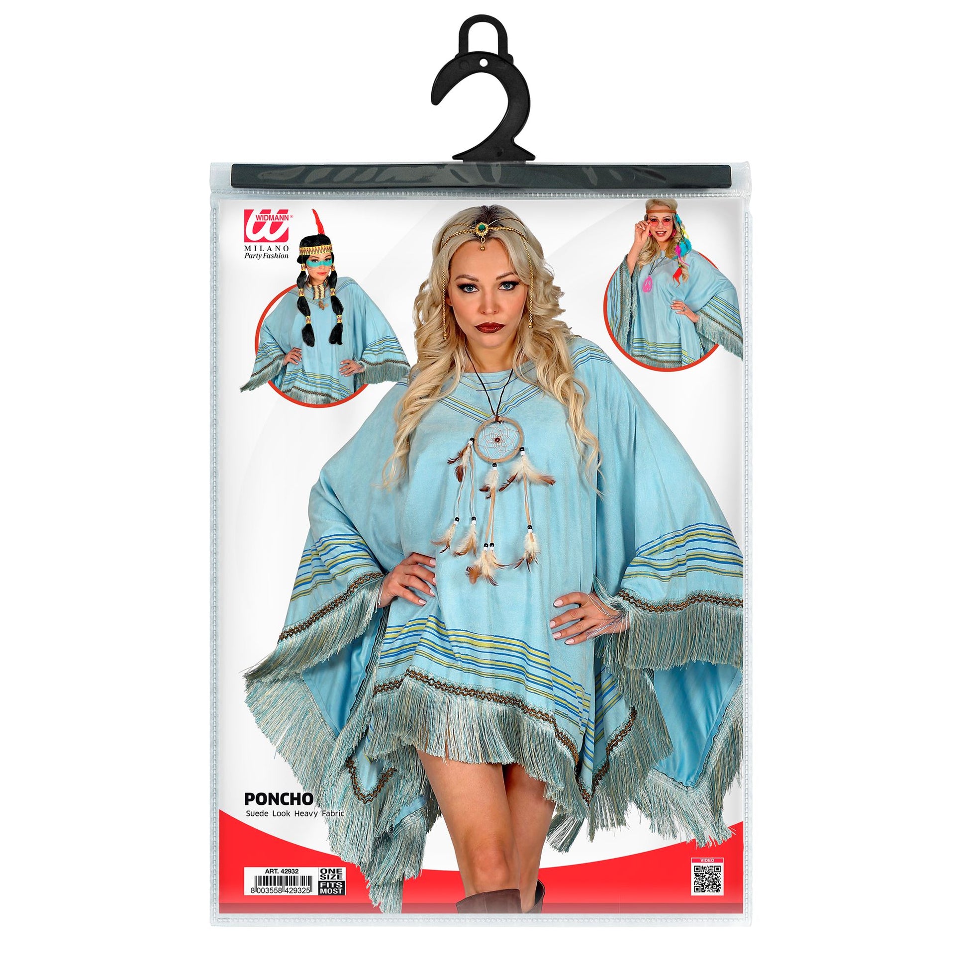 "PONCHO" Wildlederoptik hellblau – Ansicht 5