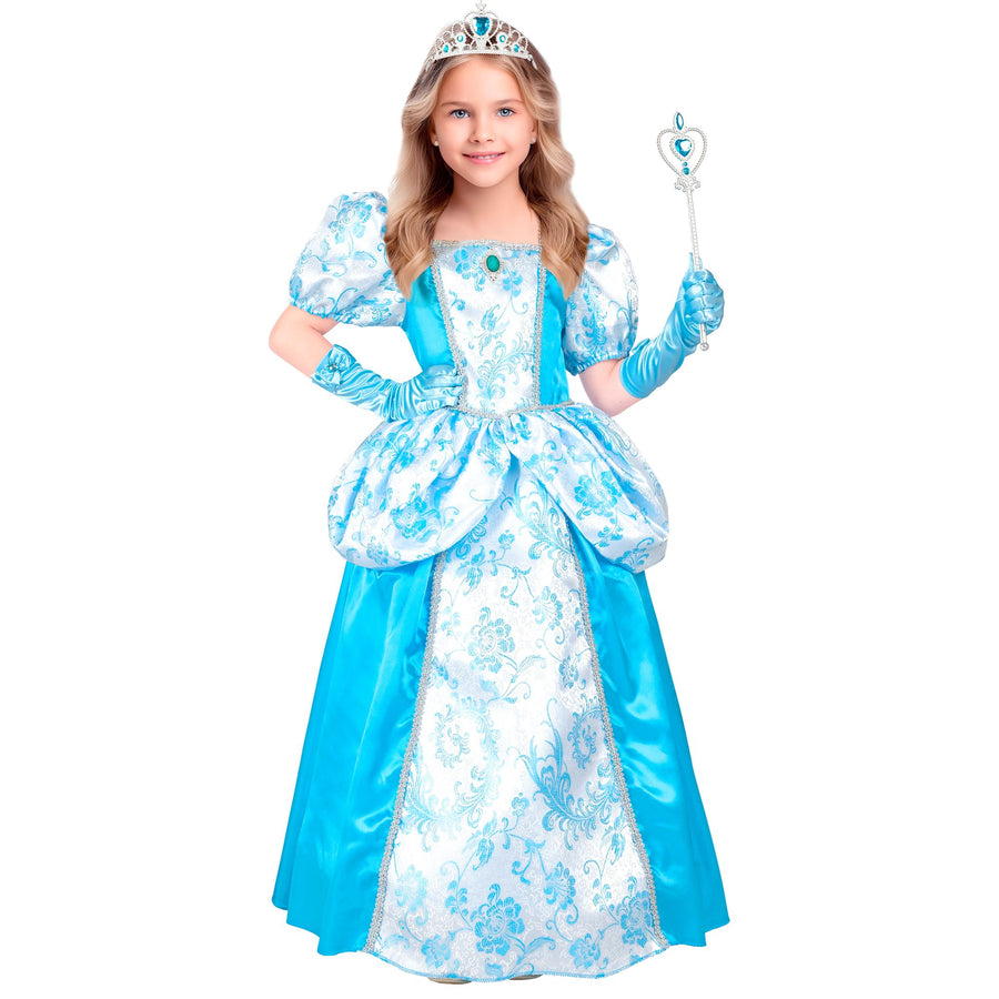 Widmann Eiskönigin Mädchen Kostüm Kleid mit Reifrock Türkis Hellblau – Detailansicht