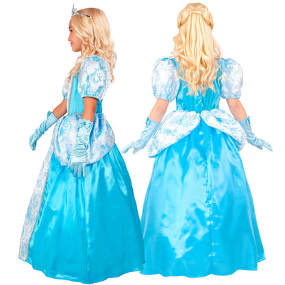 Widmann Eiskönigin Mädchen Kostüm Kleid mit Reifrock Türkis Hellblau – Rückansicht