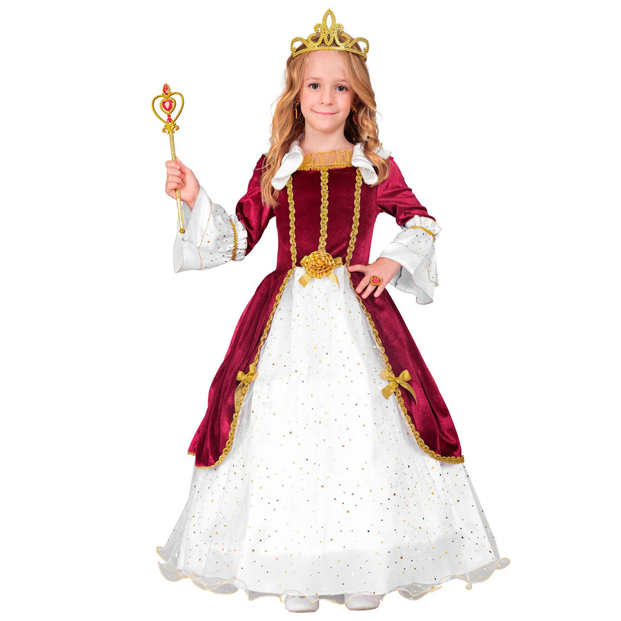 Widmann Mädchen Prinzessinnen-Kostüm Kleid mit Reifrock in Weiss Bordeaux – Detailansicht