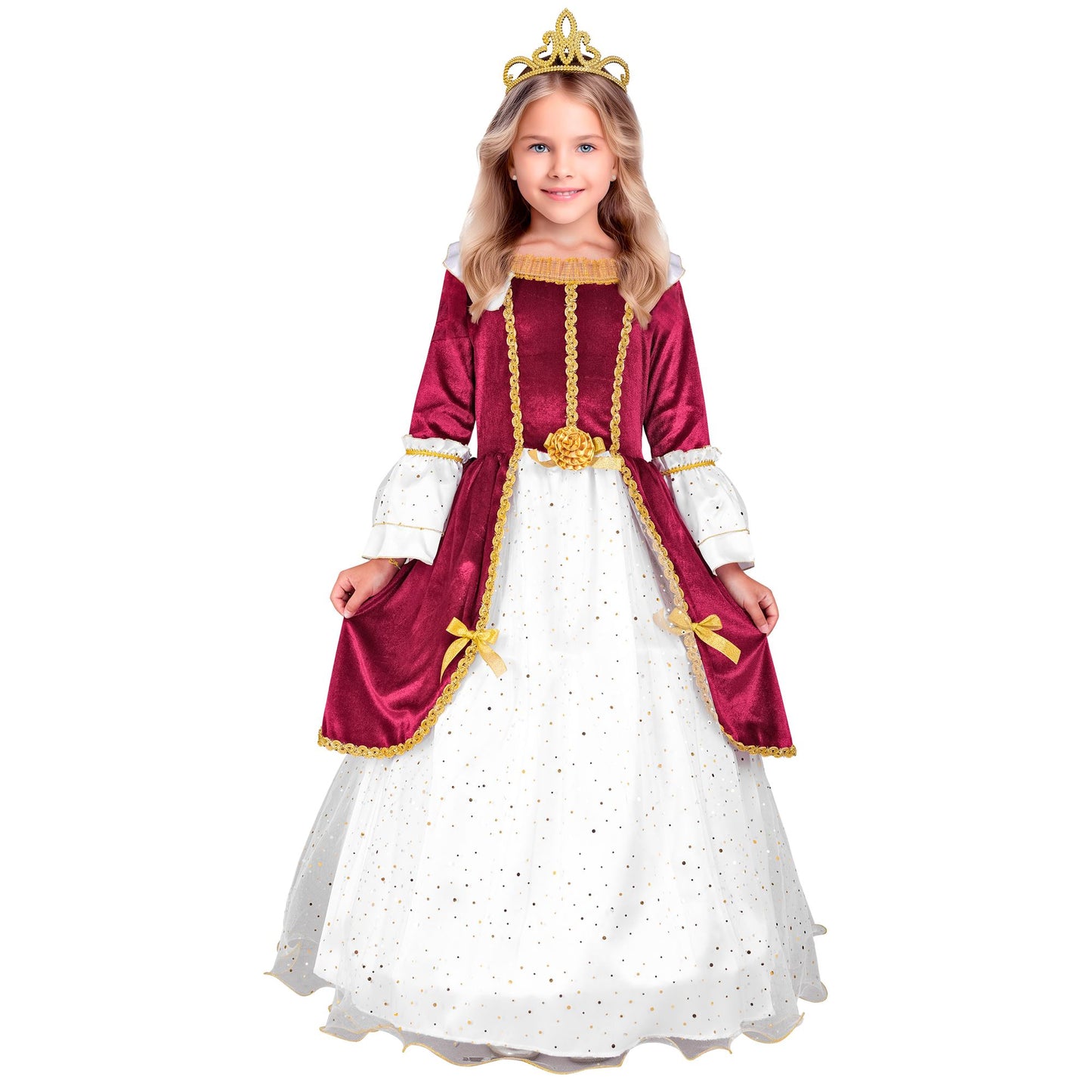 Widmann Mädchen Prinzessinnen-Kostüm Kleid mit Reifrock in Weiss Bordeaux – Seitenansicht