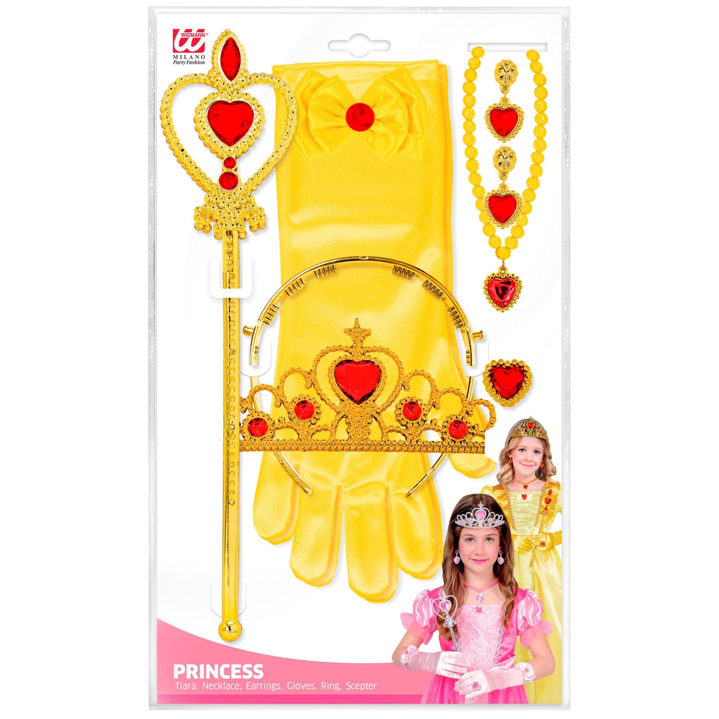 "PRINZESSIN SET (Tiara, Handschuhe, Halskette, Ohrringe, Zauberstab) – Detailansicht