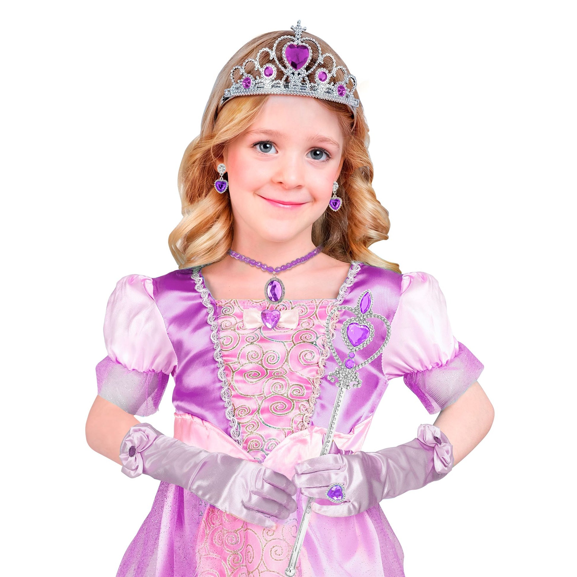 "PRINZESSIN SET (Tiara, Handschuhe, Halskette, Ohrringe, Zauberstab) – Ansicht 3