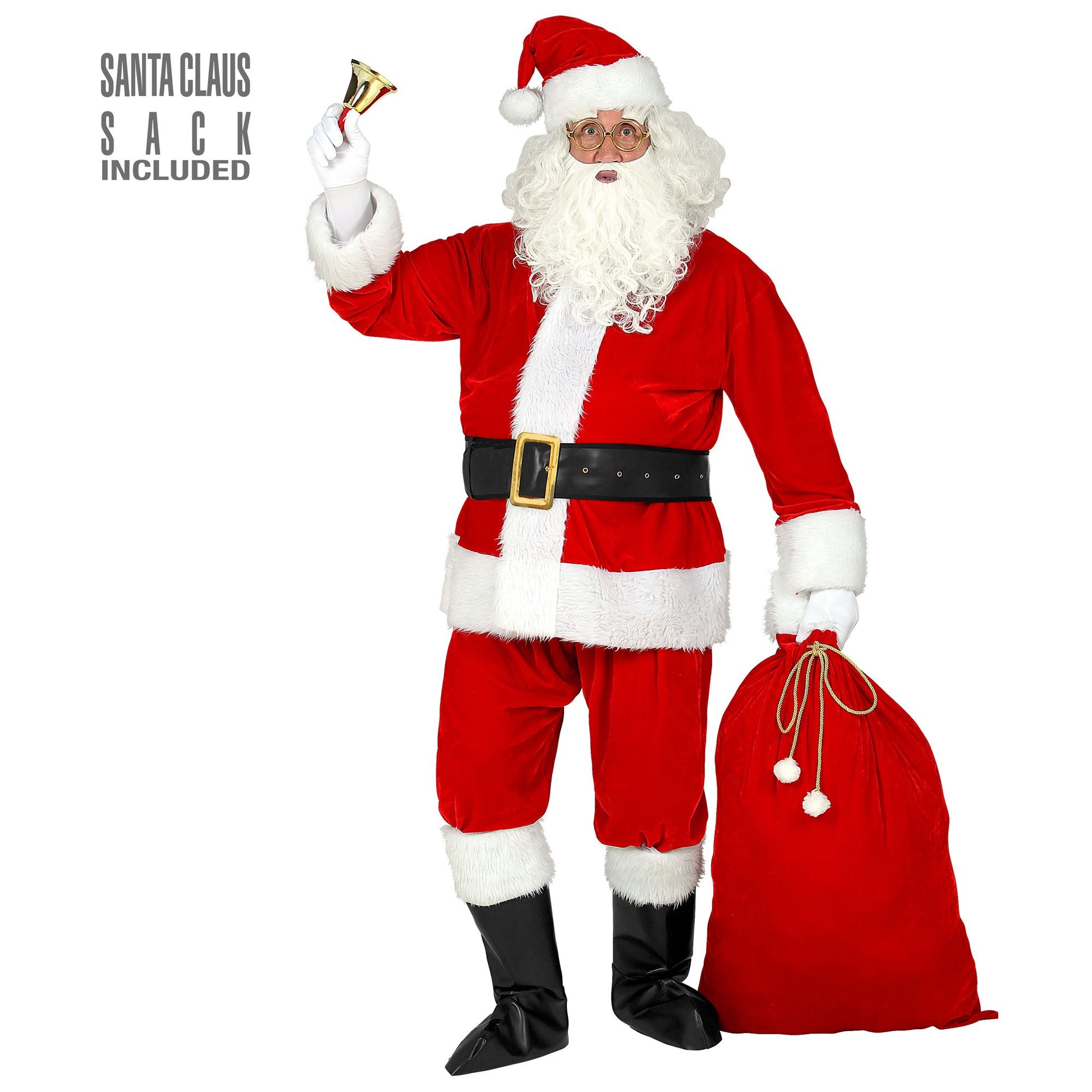 "PROFESSIONELLER WEIHNACHTSMANN" (Jacke, Hose, Gürtel, Mütze, Bart, Brille, Stiefelüberzieher, Sack) – Detailansicht