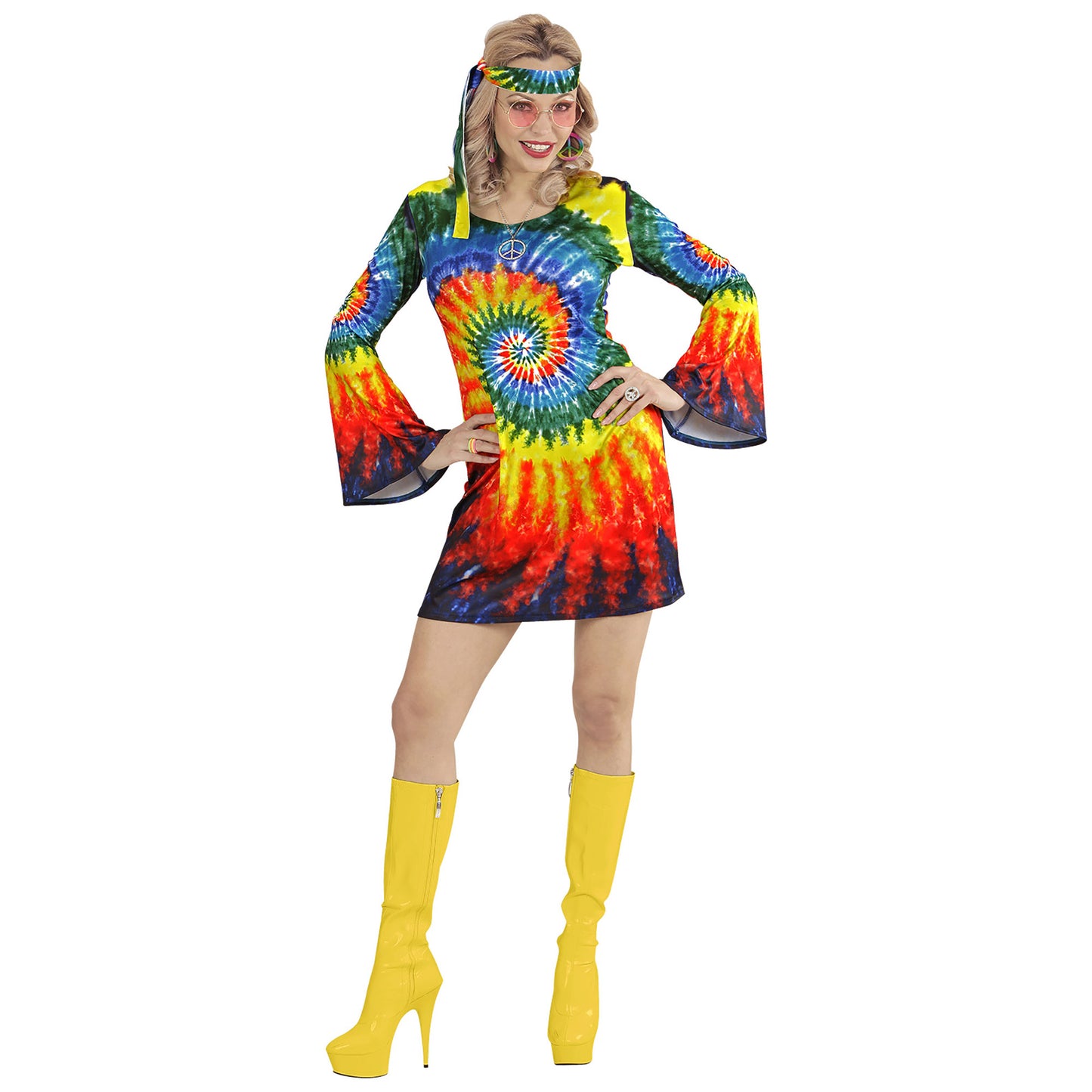 "PSYCHEDELIC HIPPIE GIRL" (Kleid, Stirnband) – Detailansicht