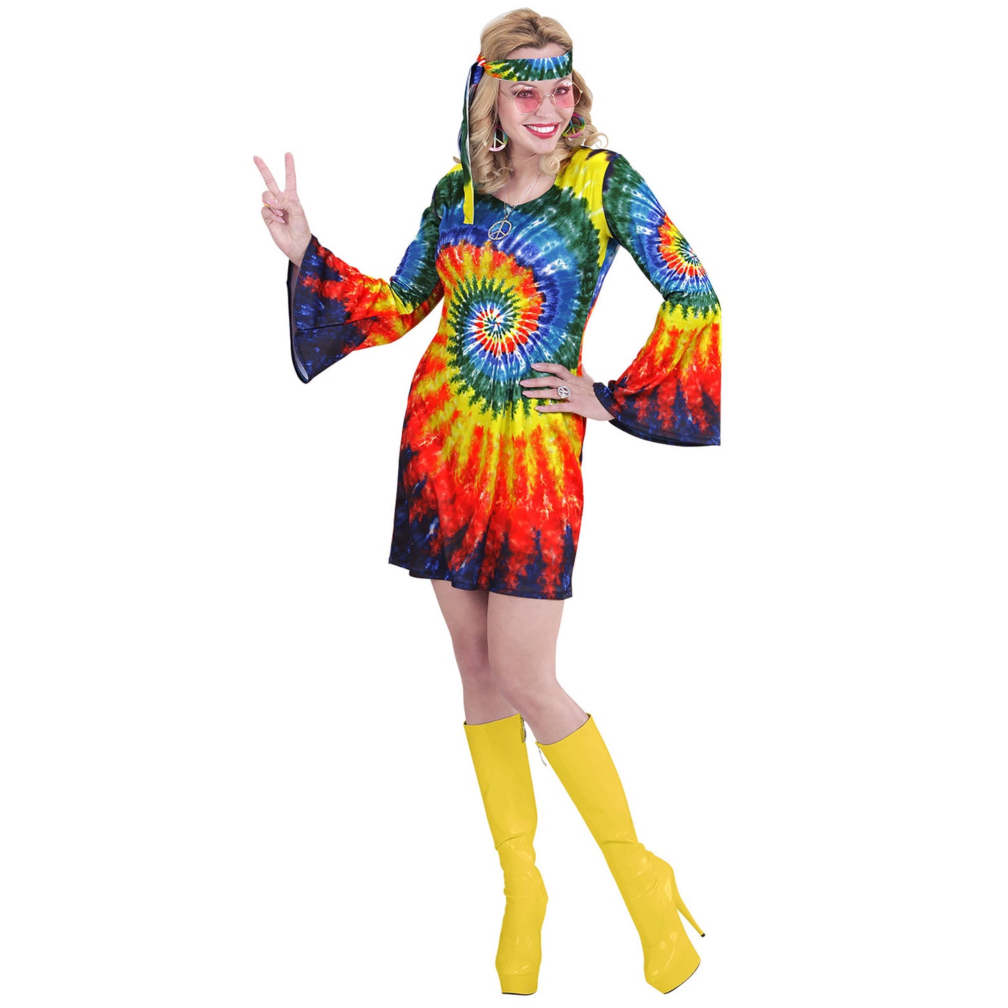 "PSYCHEDELIC HIPPIE GIRL" (Kleid, Stirnband) – Ansicht 3