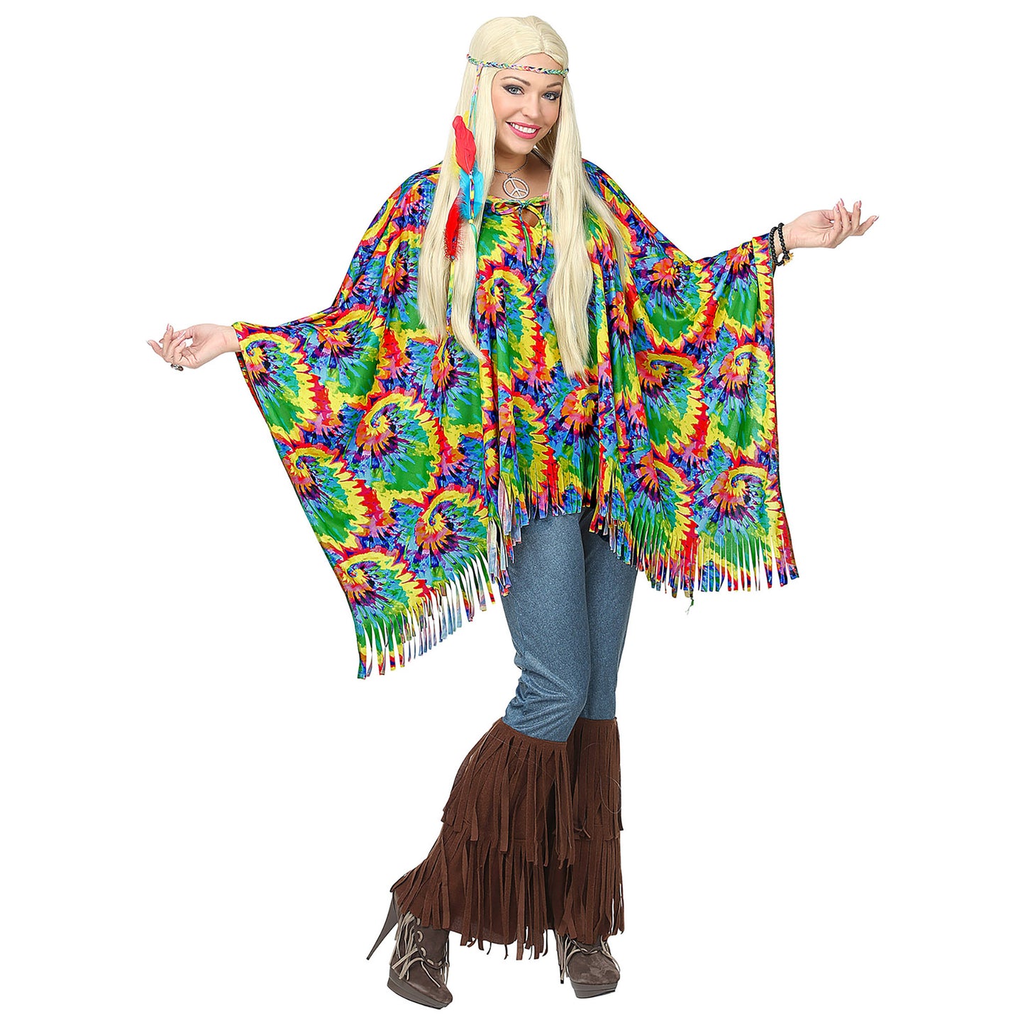 "PSYCHEDELIC HIPPIE" (Poncho, Stirnband) – Detailansicht