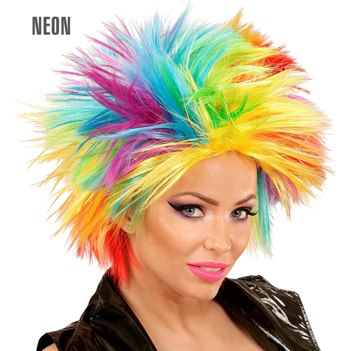 "PUNK PERÜCKE REGENBOGEN" in Box – Vorderansicht