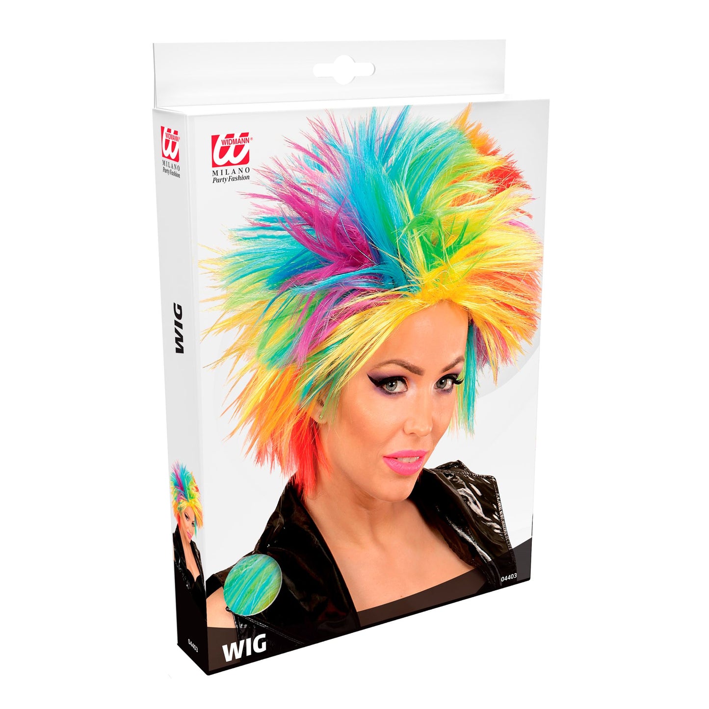 "PUNK PERÜCKE REGENBOGEN" in Box – Detailansicht
