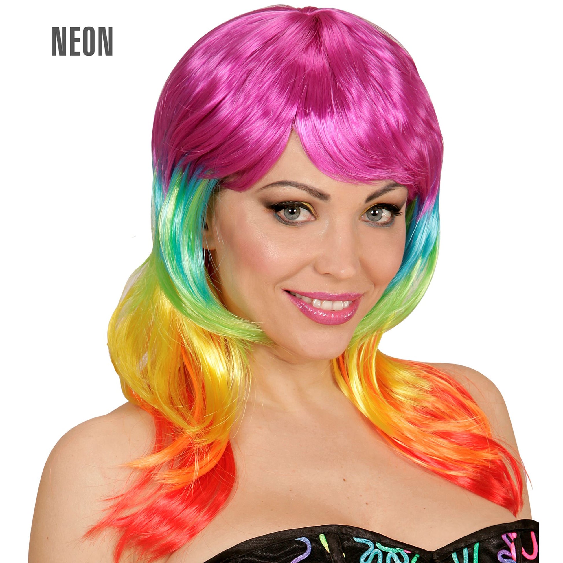 "PUNK PERÜCKE REGENBOGEN" in Box – Vorderansicht