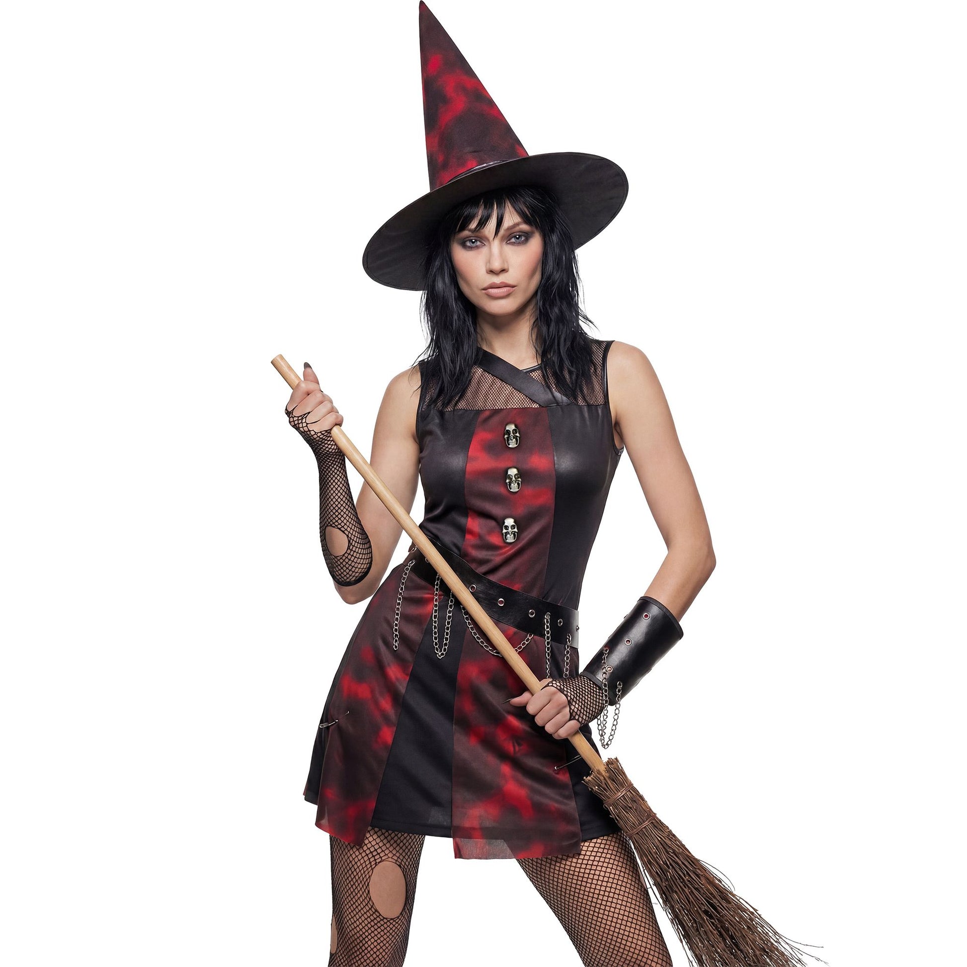 "PUNKER HEXE" (Kleid, Armband, Hut) – Detailansicht