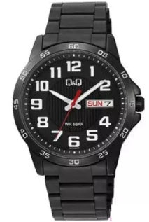 Q&Q Mod. GENT DAY & DATE A37A-006PY Day & Date Armbanduhr 42 mm