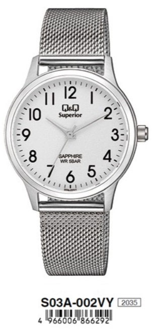 Q&Q SUPERIOR S03A-002VY Only Time Armbanduhr 36 mm