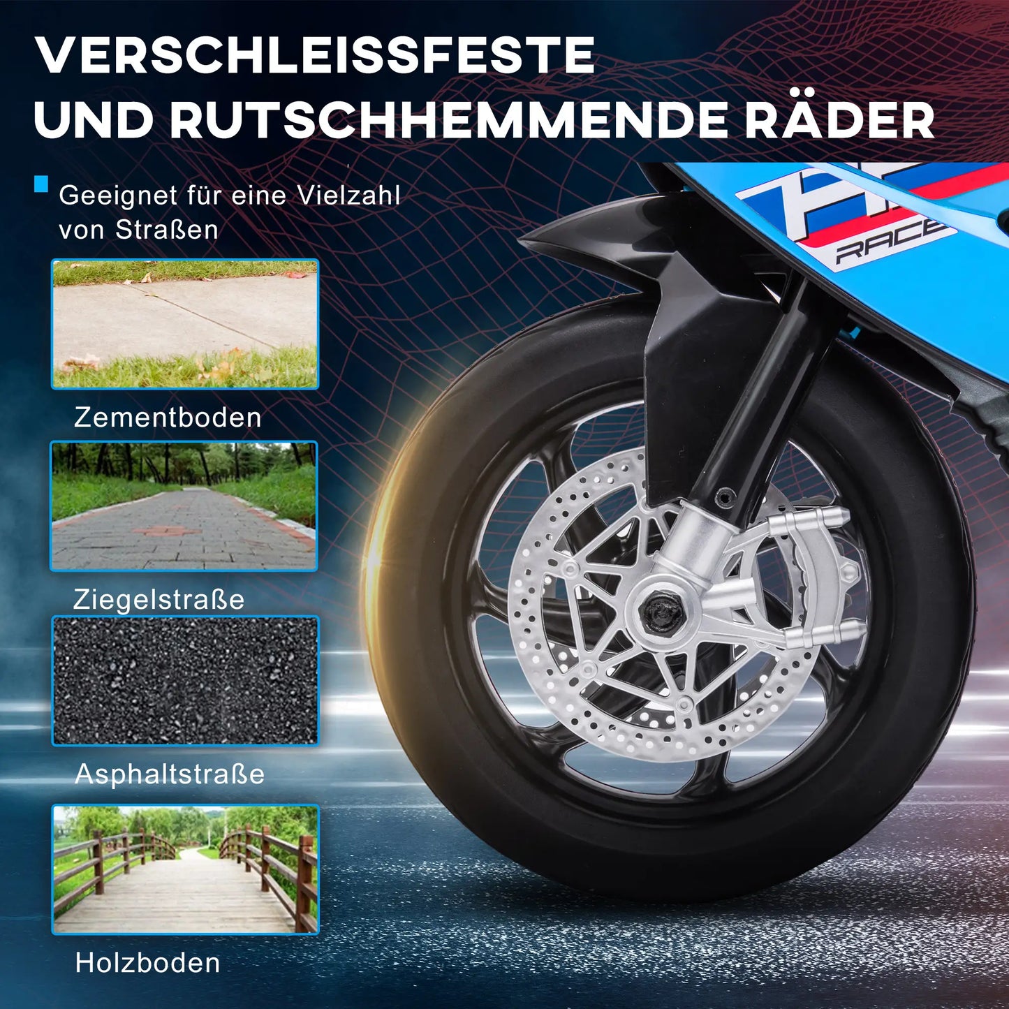 Elektro Motorrad Kindermotorrad Blau mit LED-Scheinwerfer – HOMCOM - Fasnacht24.ch