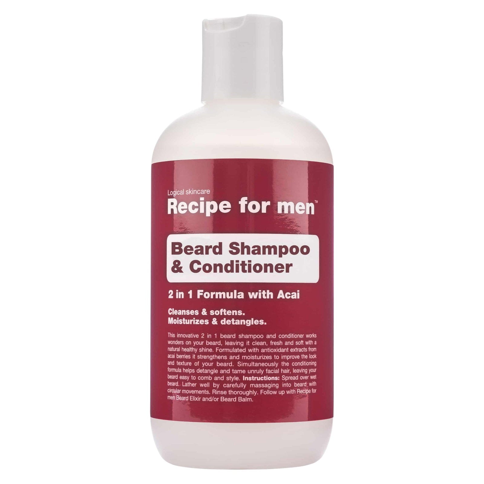 Recipe For Men Recipe For Men, Beard Shampoo & Conditioner, Cleansing and Conditioning, Bartshampoo, Feuchtigkeit, 250 ml Reg