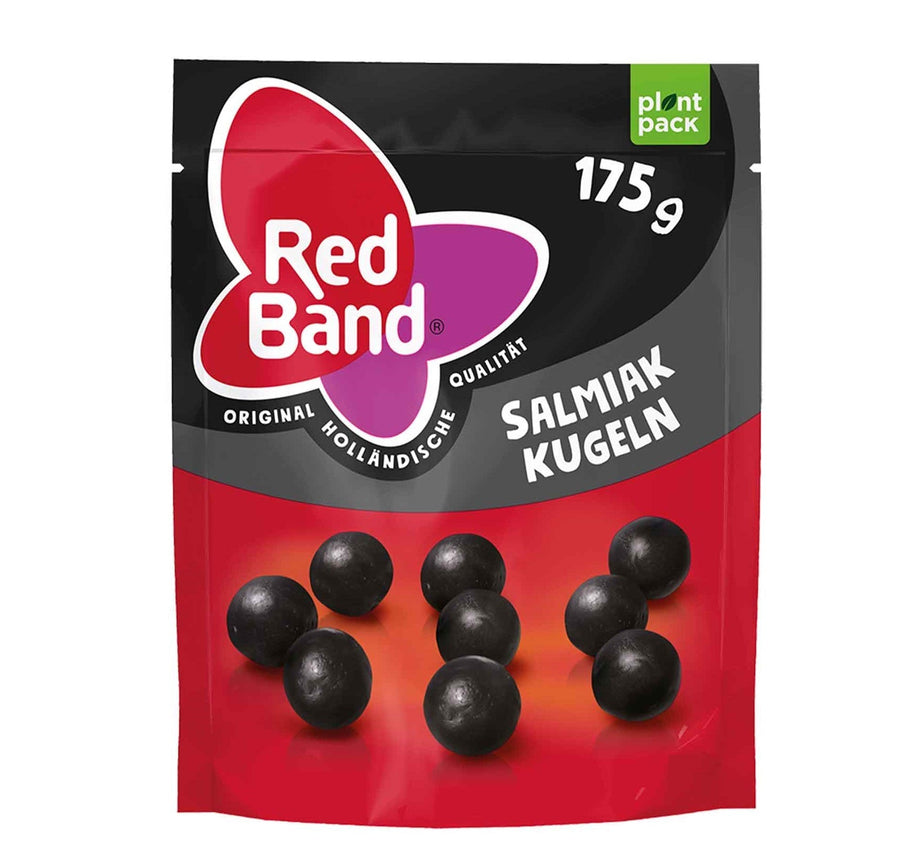 Red Band Salmiak Kugeln Schwarz 175 g mit knackiger Hülle und weichem Lakritz-Kern