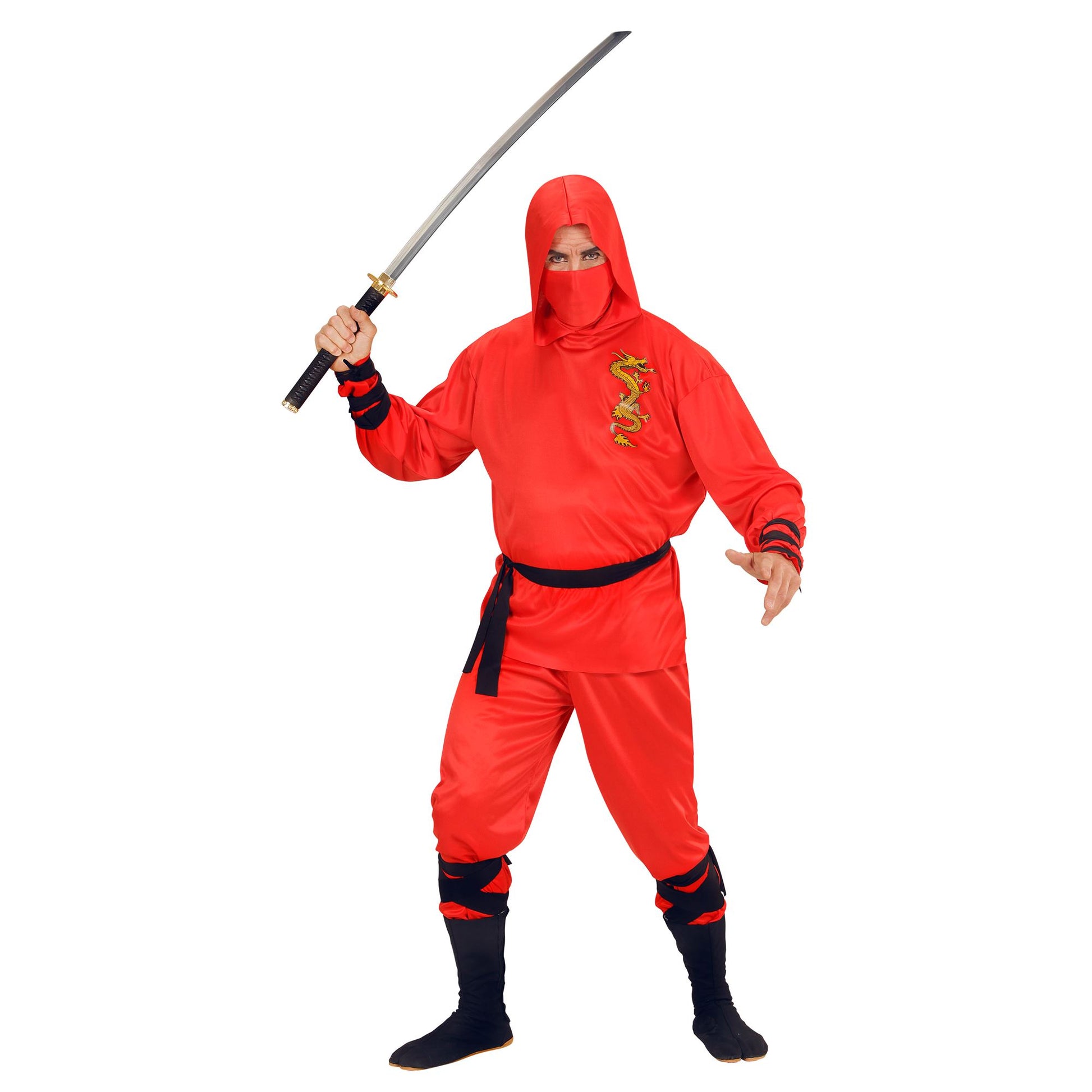 "RED DRAGON NINJA" (Oberteil mit Kapuze, Hose, Gürtel, Gesichtsmaske,Arm- und Beinbänder) – Ansicht 3