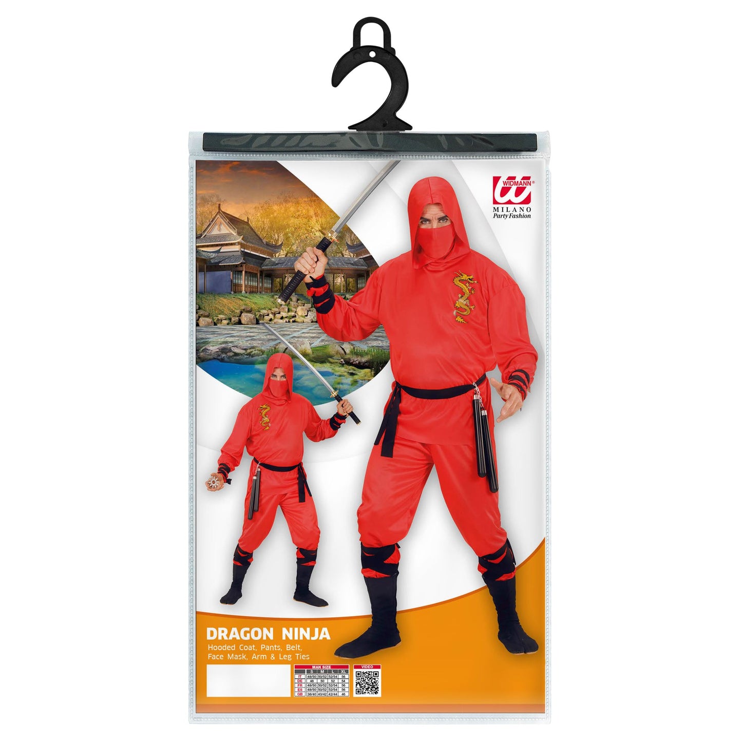 "RED DRAGON NINJA" (Oberteil mit Kapuze, Hose, Gürtel, Gesichtsmaske,Arm- und Beinbänder) – Ansicht 5