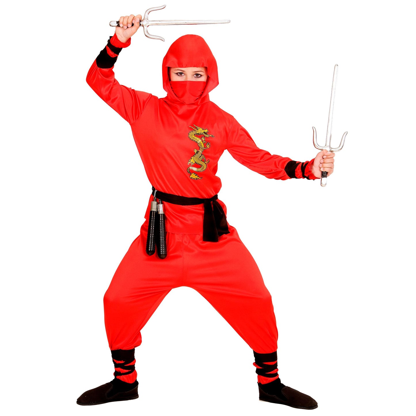 "RED DRAGON NINJA" (Oberteil mit Kapuze, Hose, Gürtel, Maske, Arm- und Beinbänder) – Ansicht 3