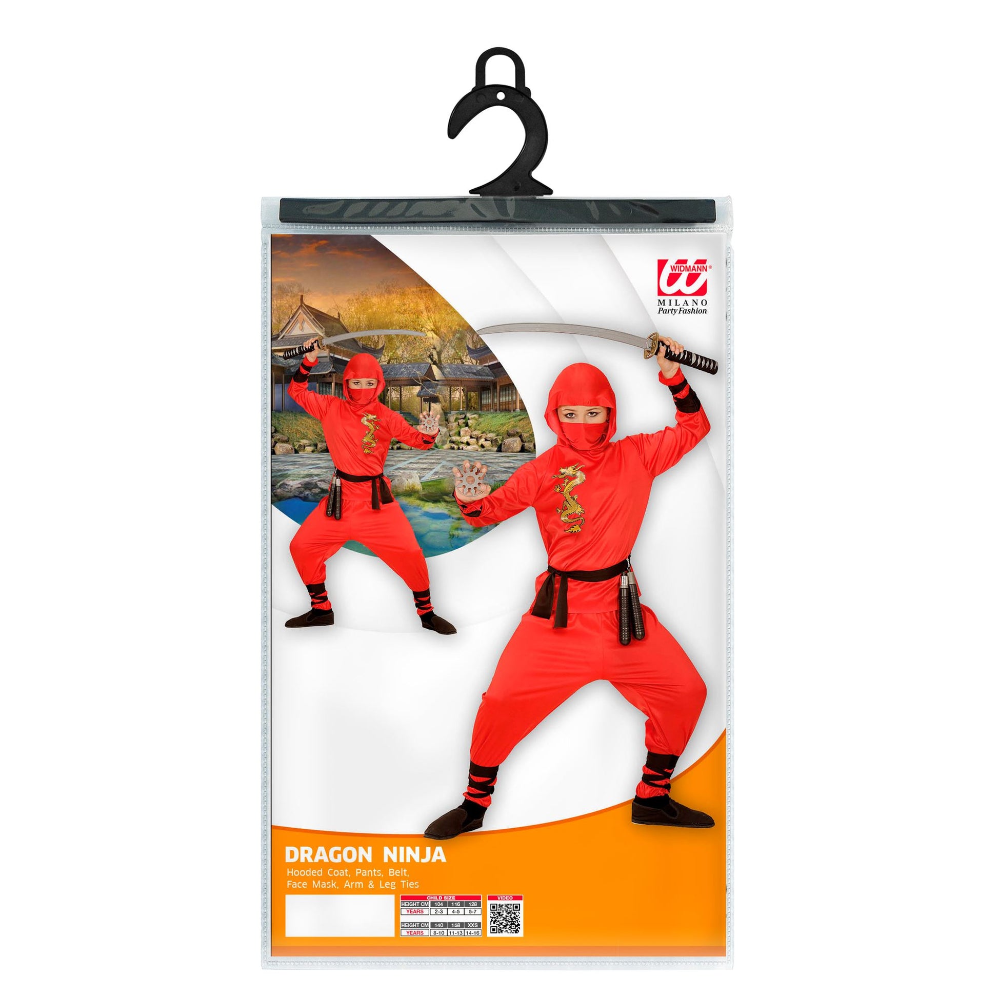 "RED DRAGON NINJA" (Oberteil mit Kapuze, Hose, Gürtel, Maske, Arm- und Beinbänder) – Ansicht 4