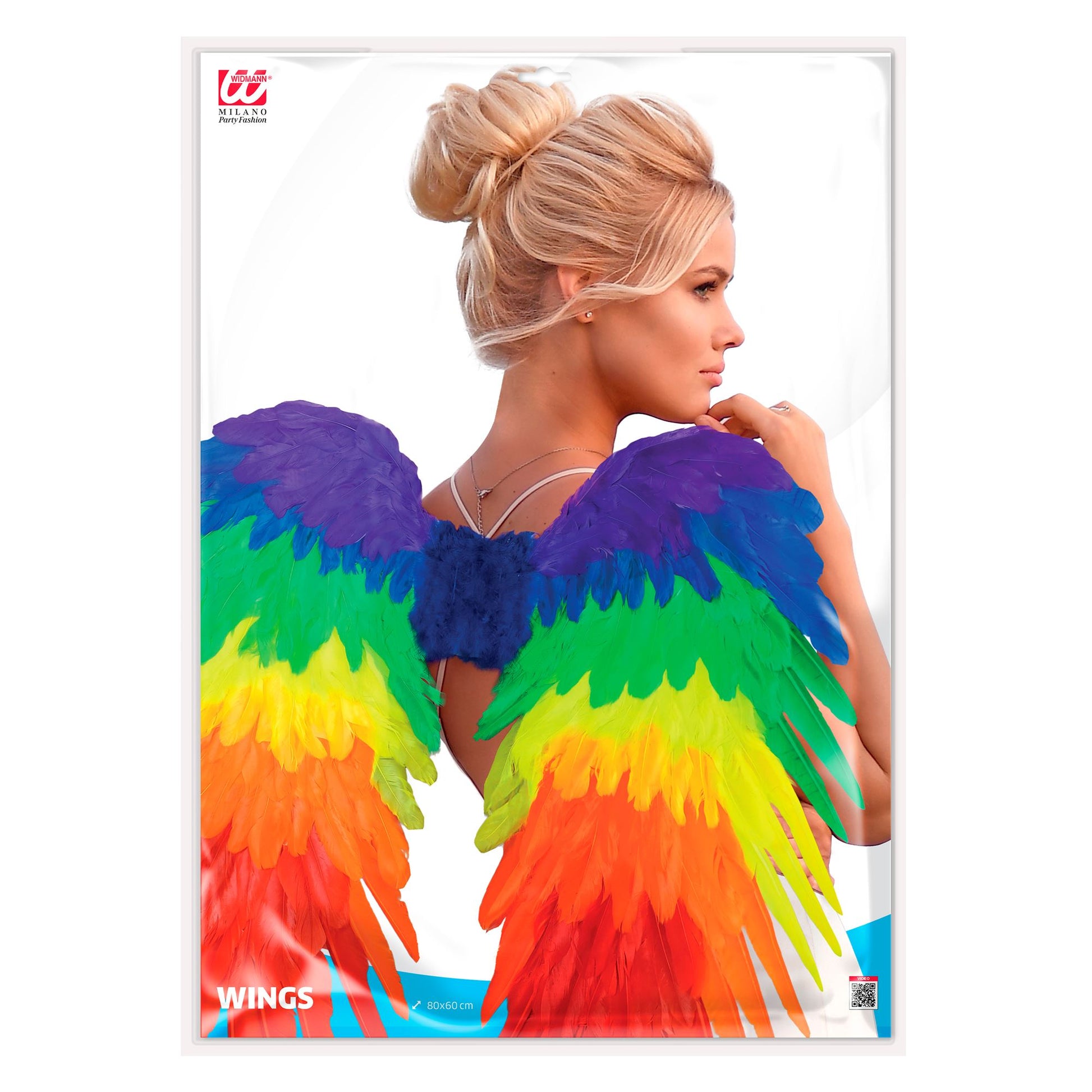 "REGENBOGEN FALTBARE FEDERFLÜGEL" 80x60 cm – Detailansicht