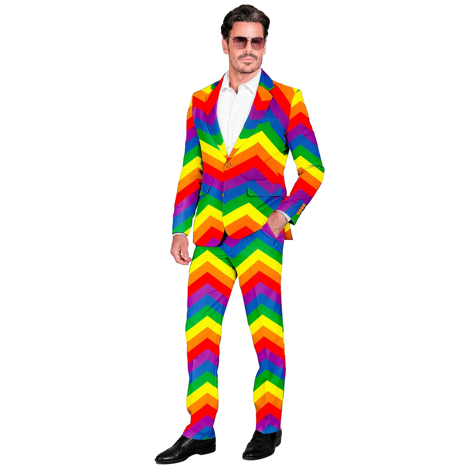 "REGENBOGEN PARTY FASHION ANZUG" (Jackett, Hose) – Vorderansicht