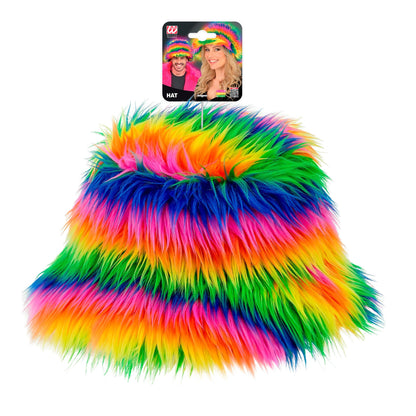Widmann Regenbogen Plüsch Anglerhut Fischerhut für Fasnacht und Karneval – Seitenansicht